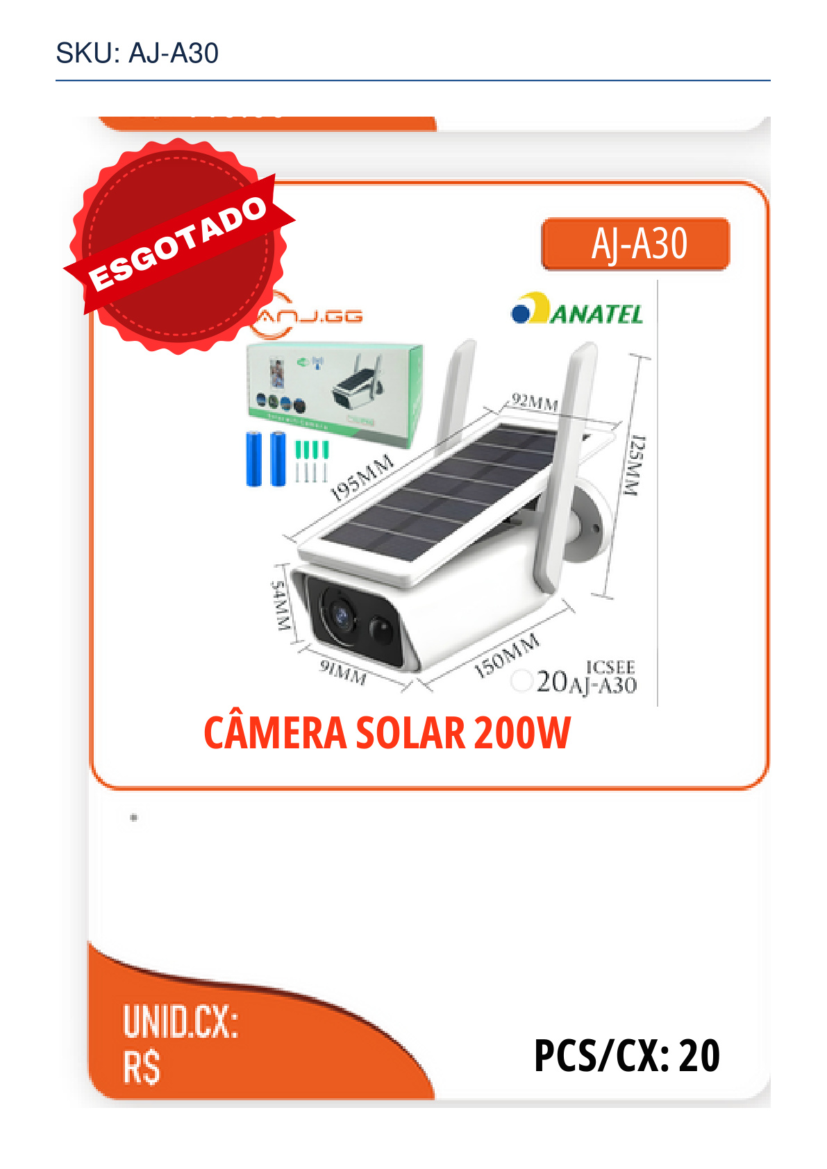 CÂMERA SOLAR 200W