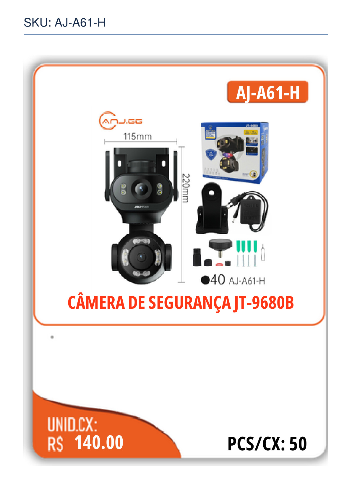 CÂMERA DE SEGURANÇA JT-9680B