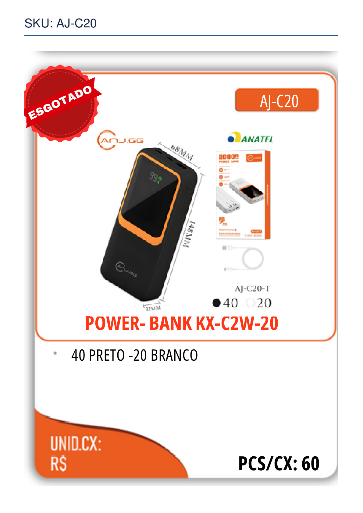 POWER- BANK KX-C2W-20