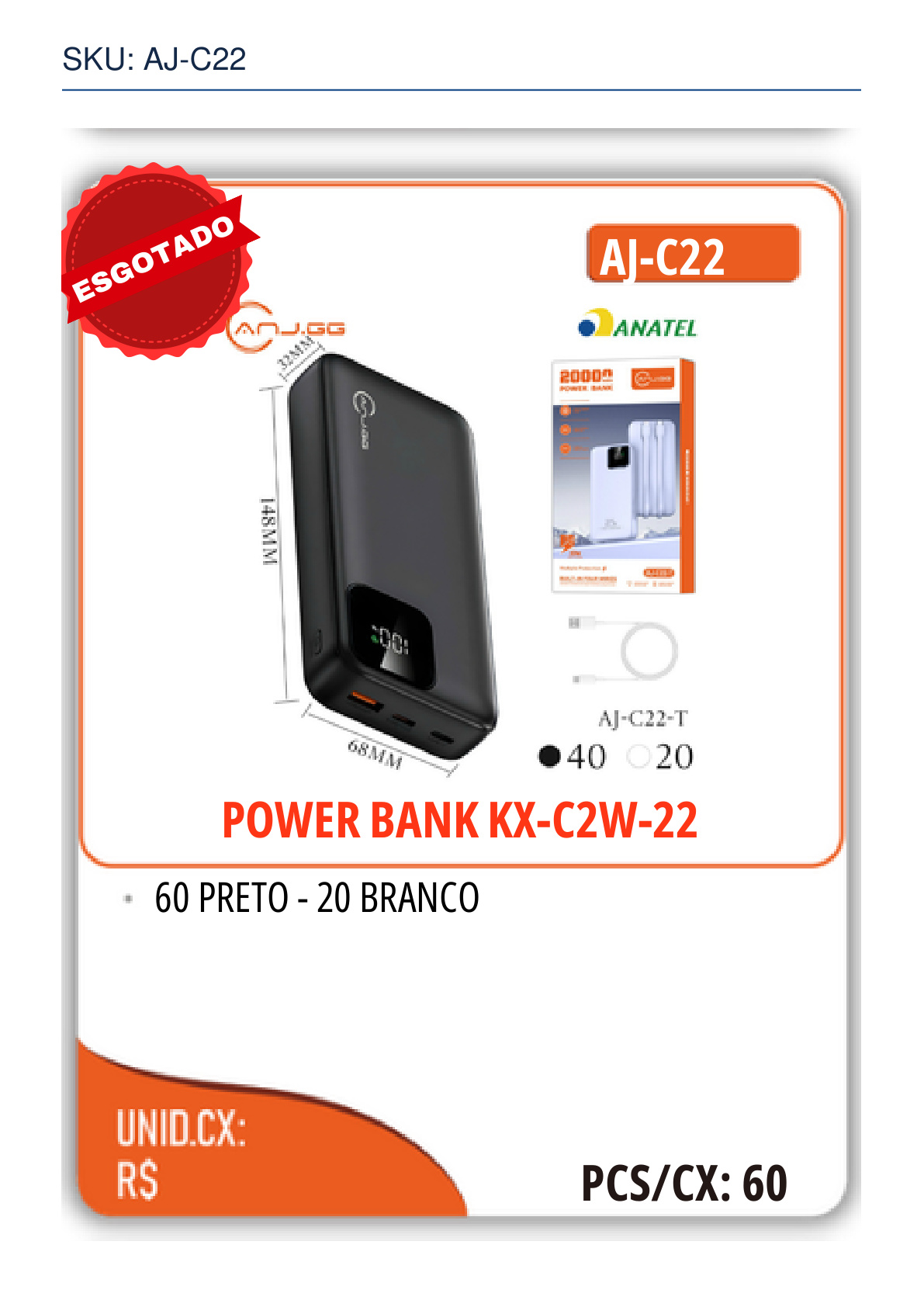 POWER BANK KX-C2W-22
