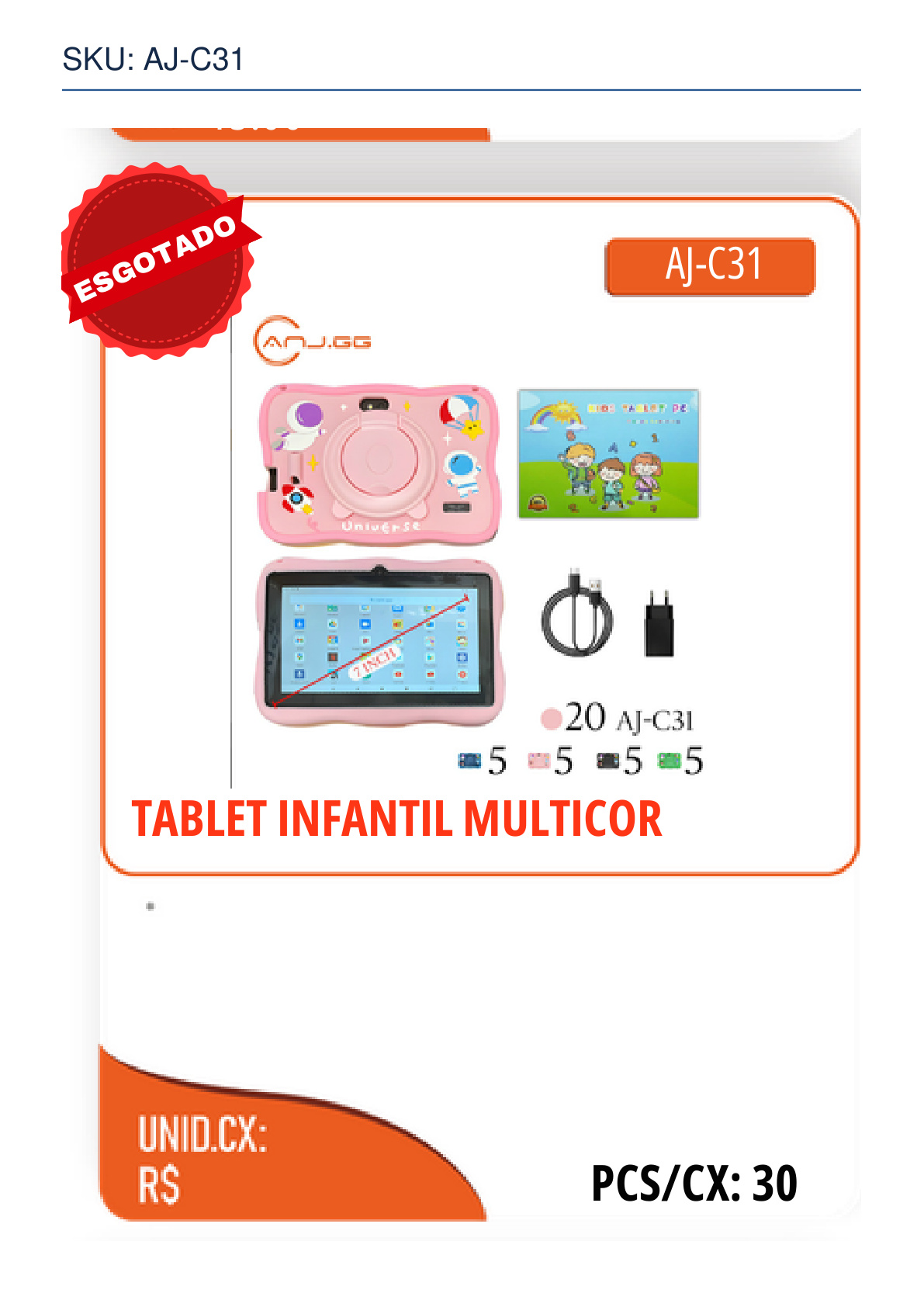 TABLET INFANTIL MULTICOR