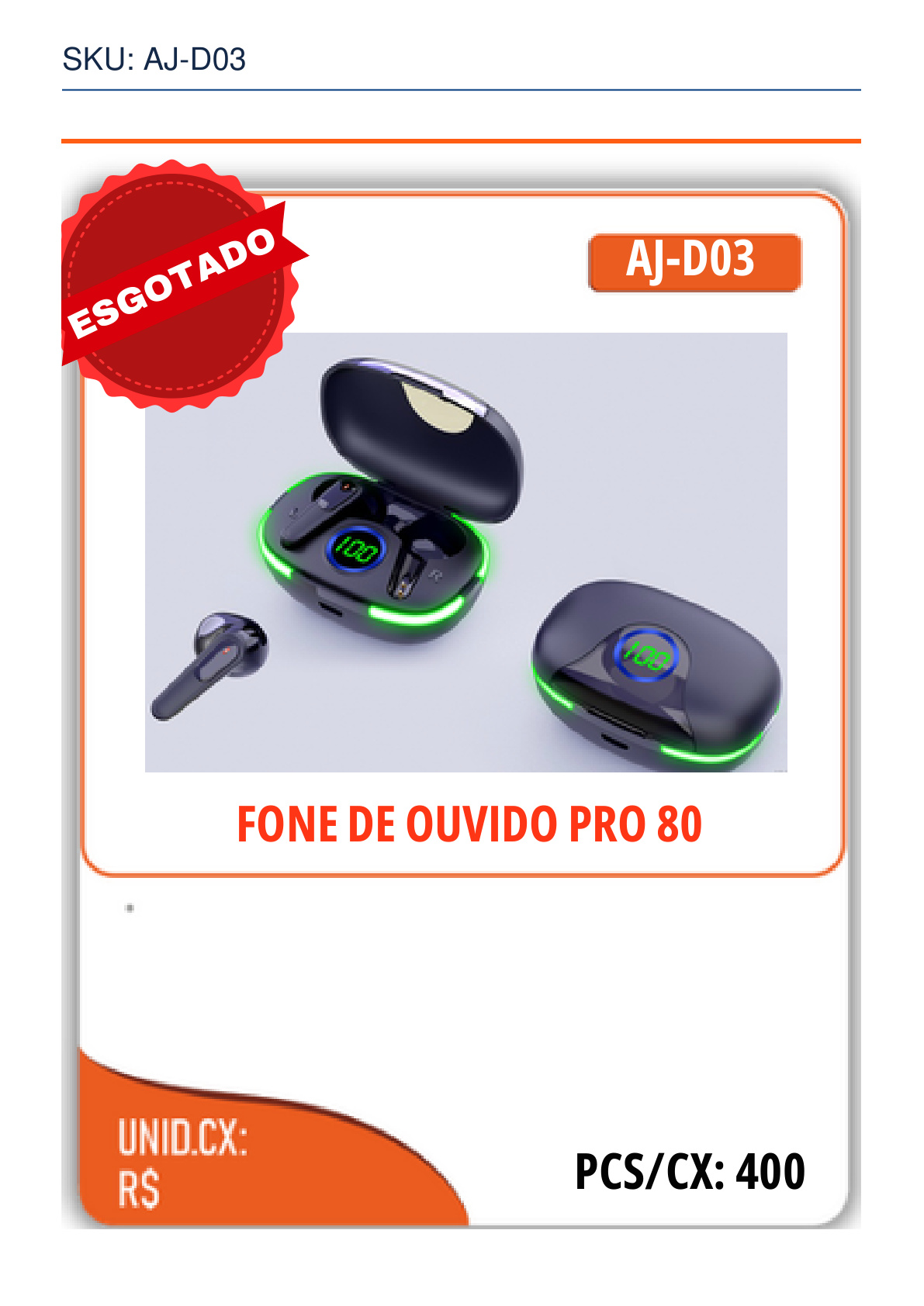 FONE DE OUVIDO PRO 80