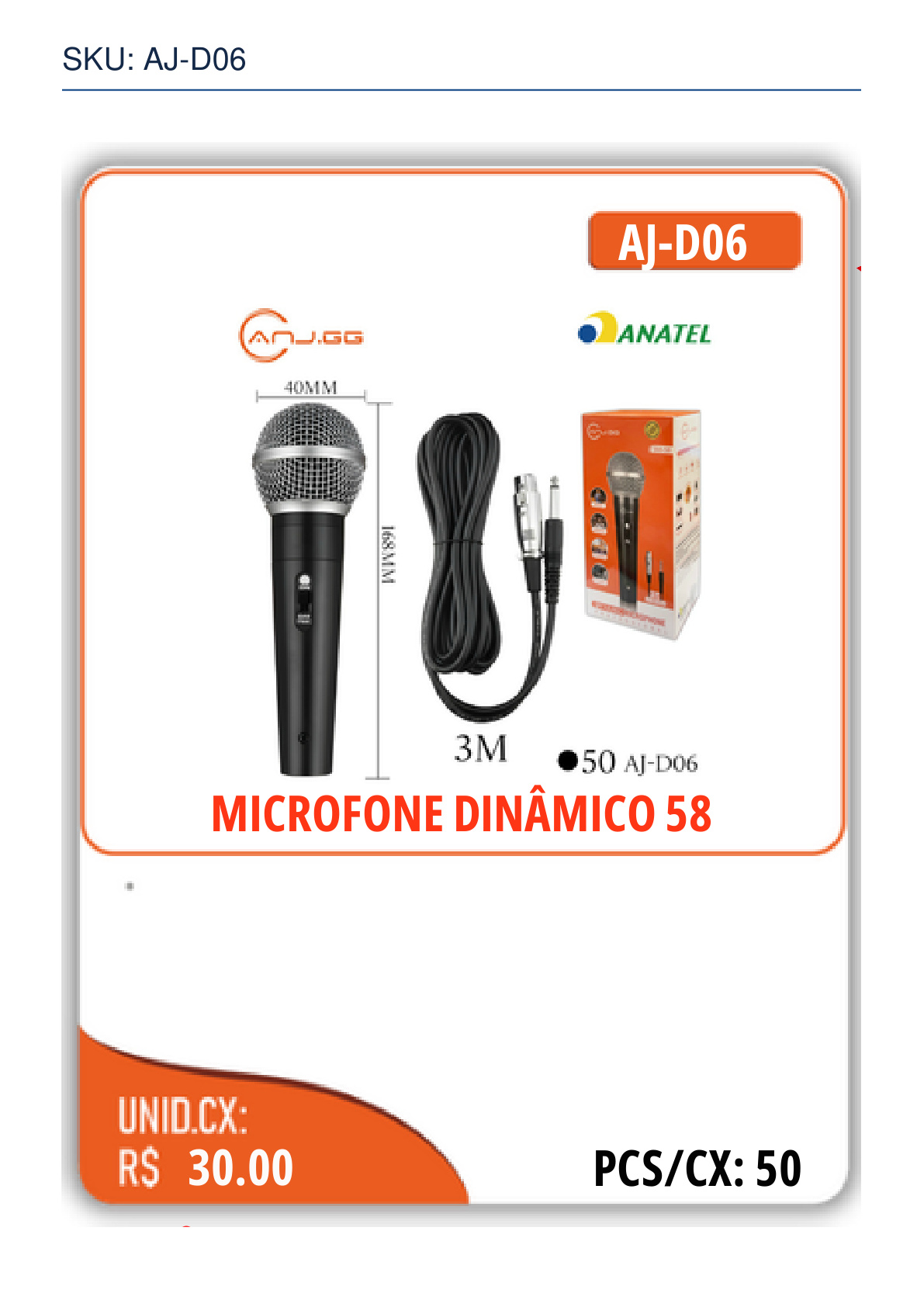 MICROFONE DINÂMICO 58