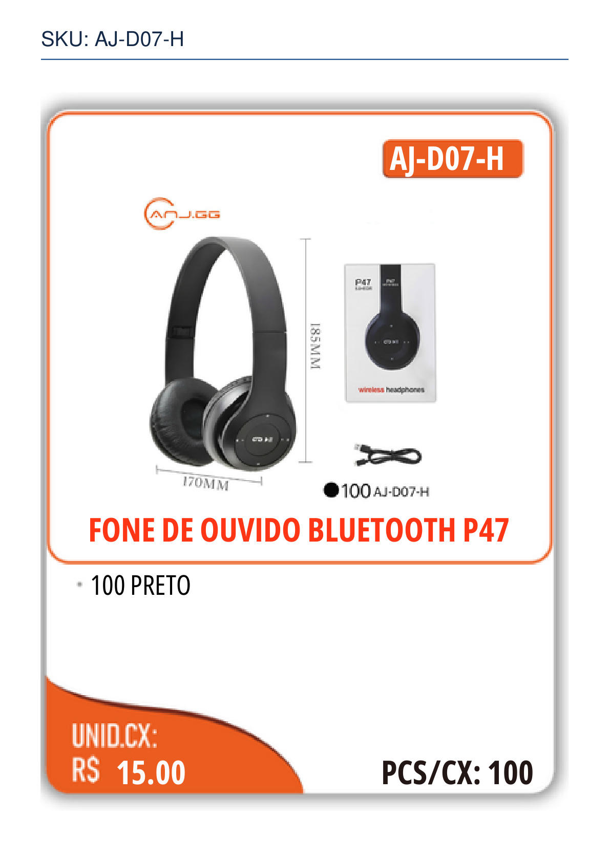 FONE DE OUVIDO BLUETOOTH P47