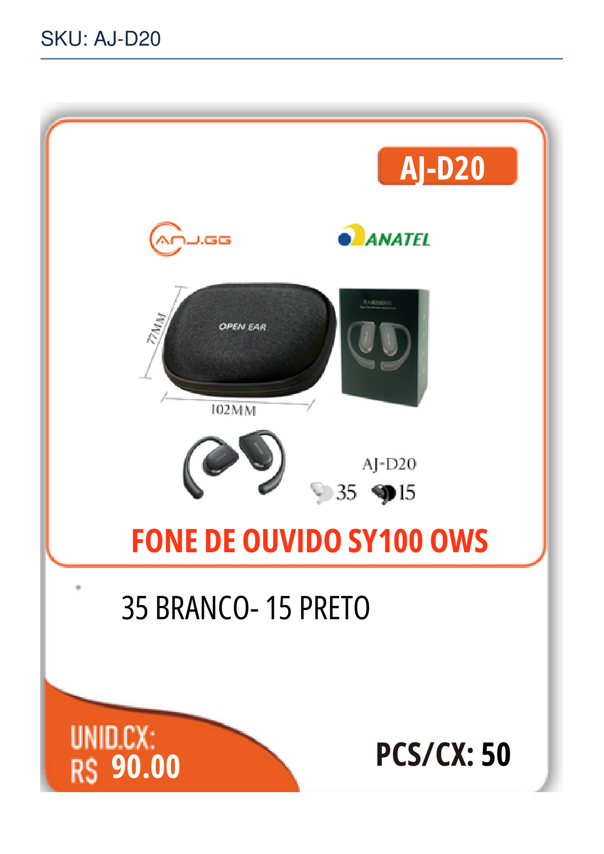 FONE DE OUVIDO SY100 OWS