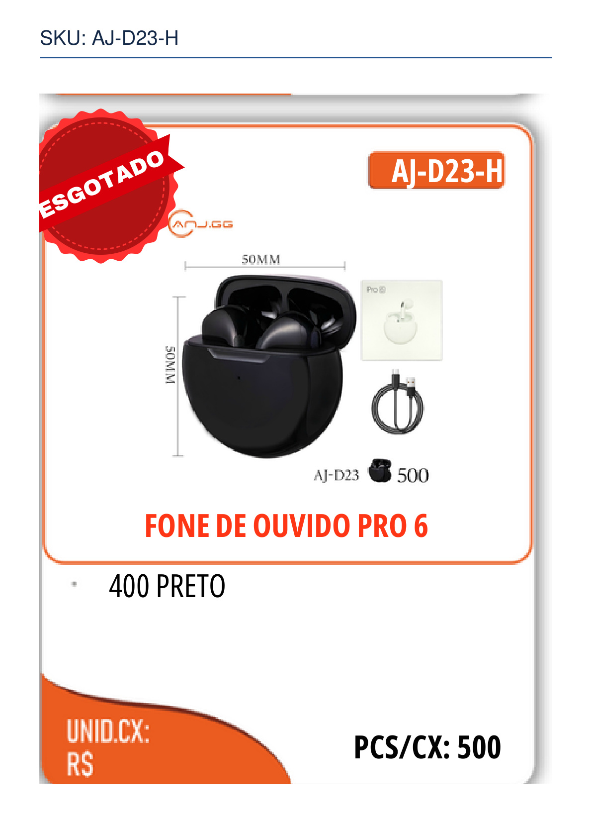 FONE DE OUVIDO PRO 6