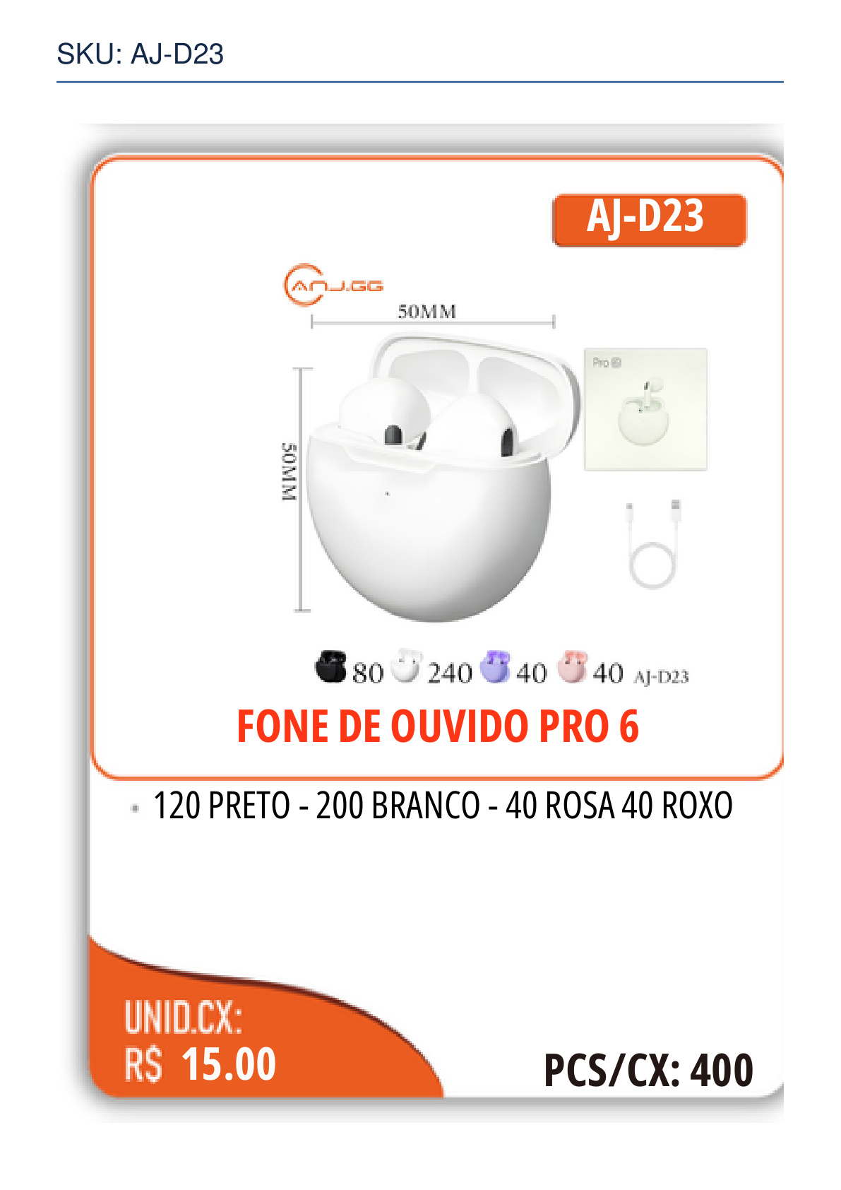 FONE DE OUVIDO PRO 6