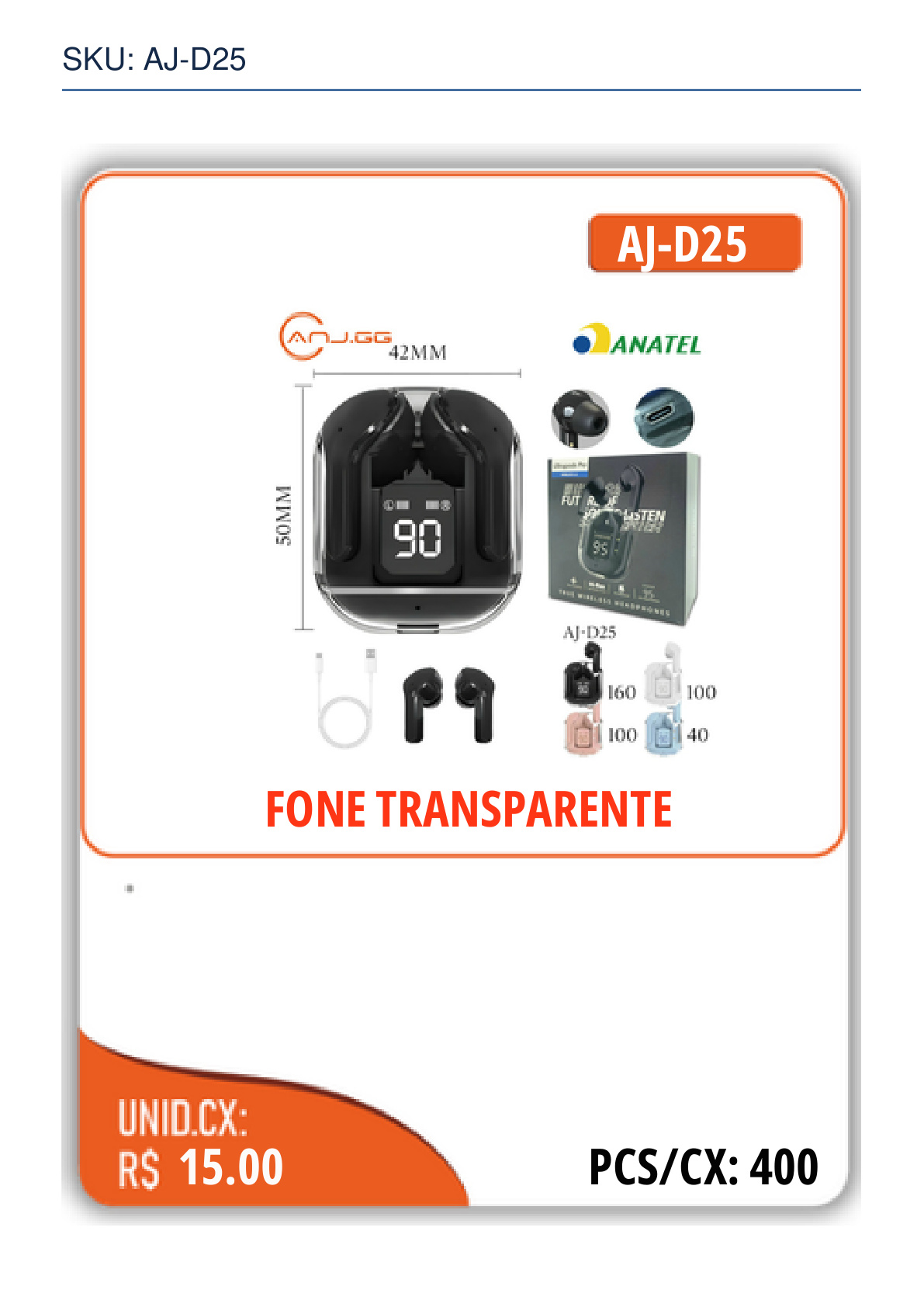 FONE TRANSPARENTE