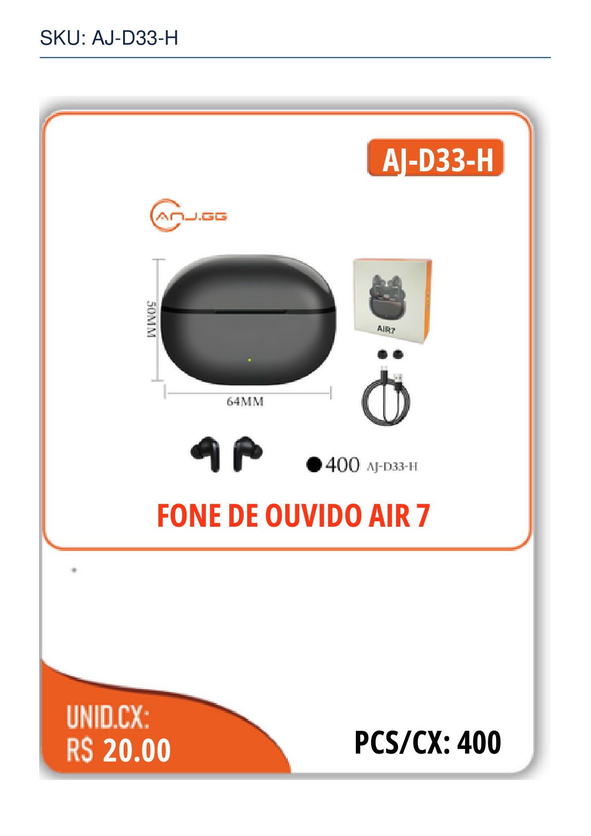 FONE DE OUVIDO AIR 7