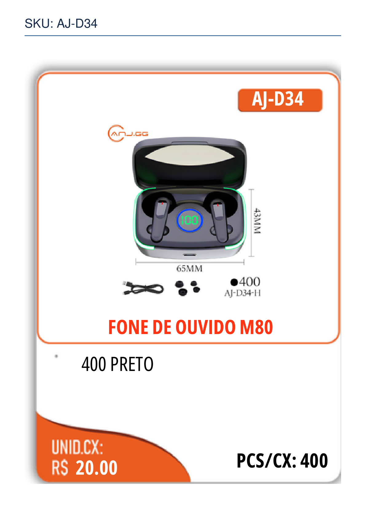 FONE DE OUVIDO M80