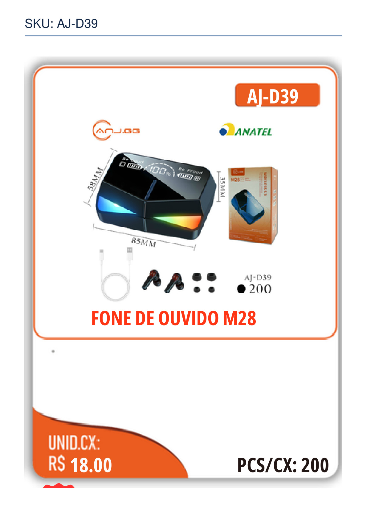 FONE DE OUVIDO M28