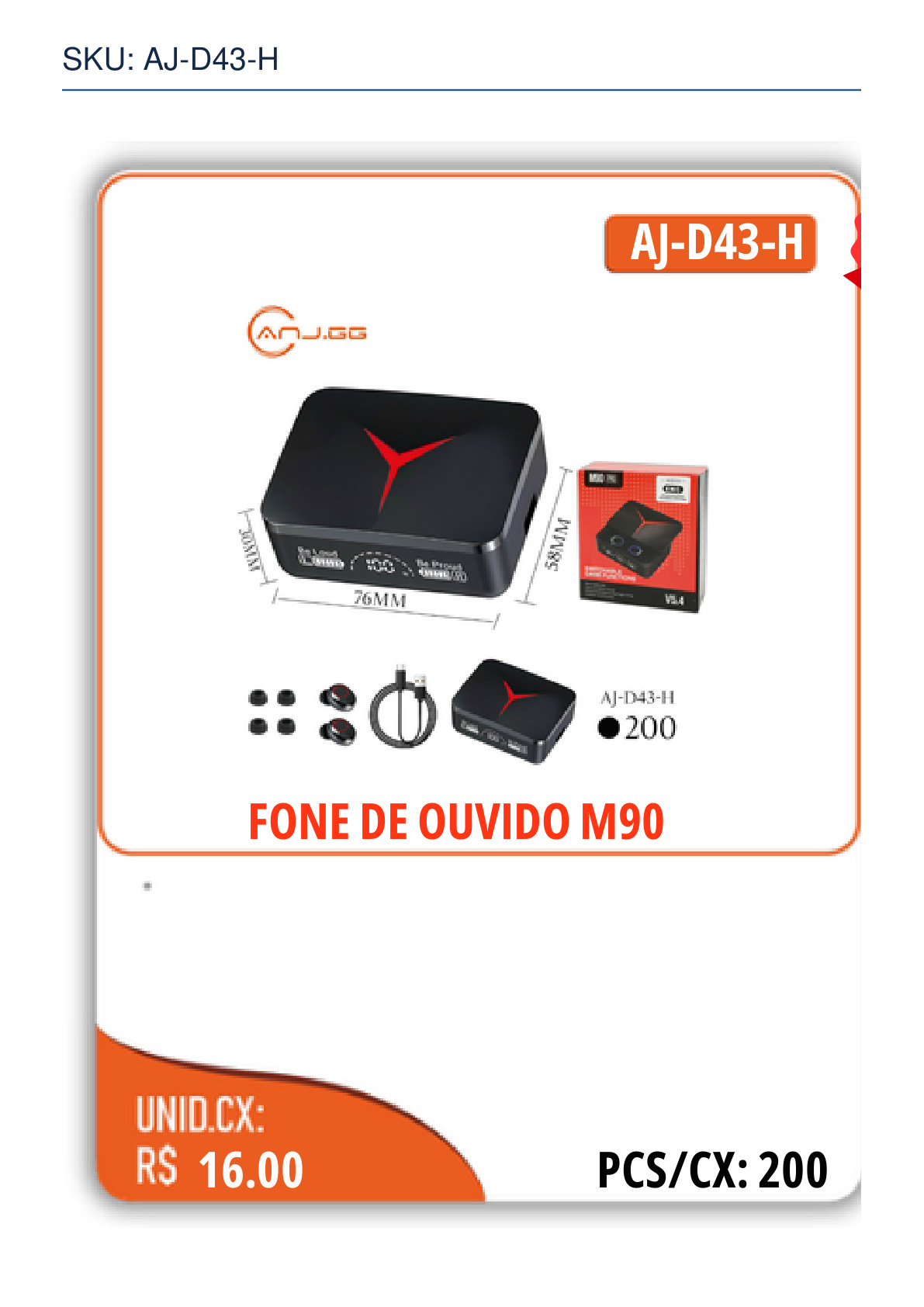 FONE DE OUVIDO M90