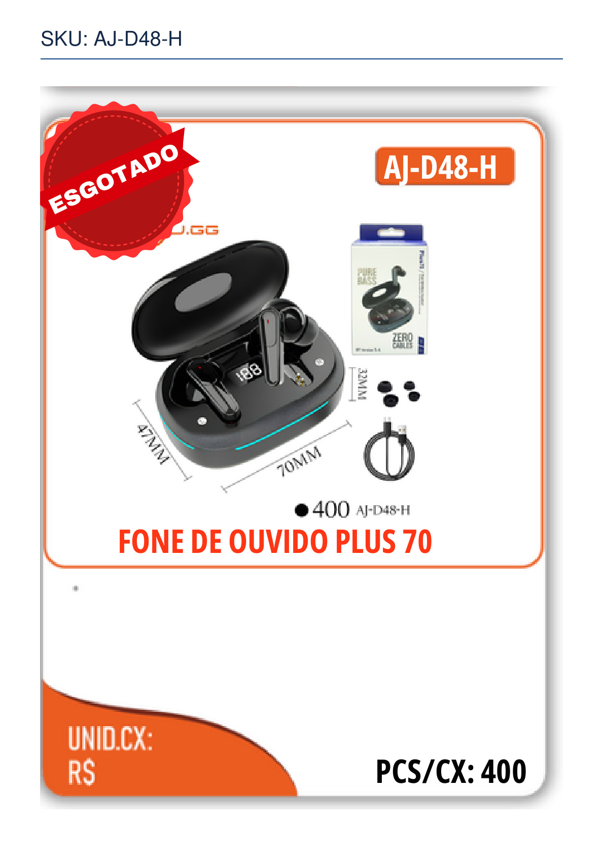 FONE DE OUVIDO PLUS 70