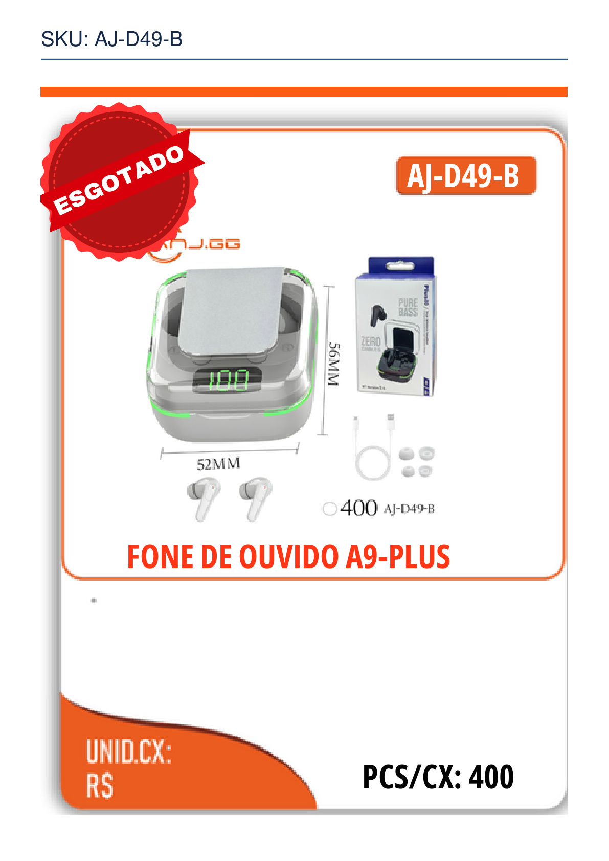 FONE DE OUVIDO A9-PLUS