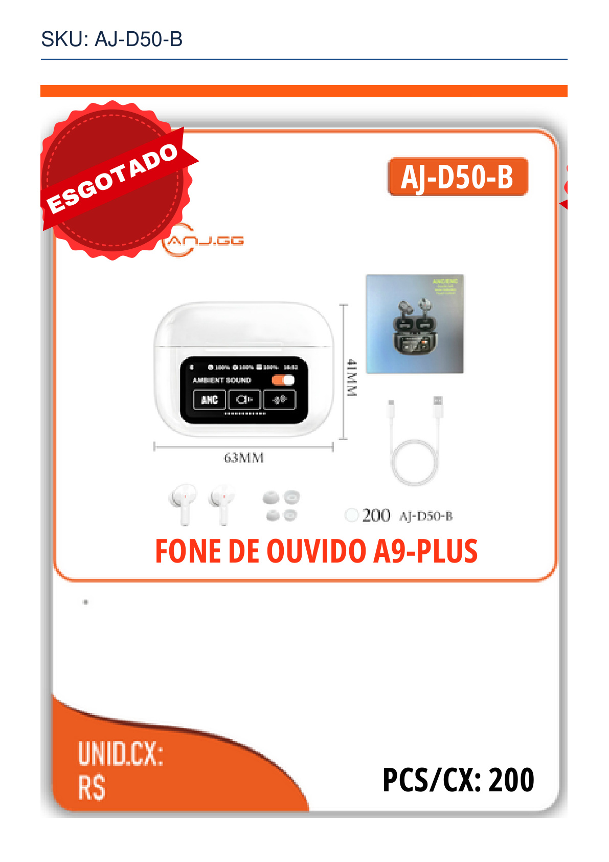 FONE DE OUVIDO A9-PLUS