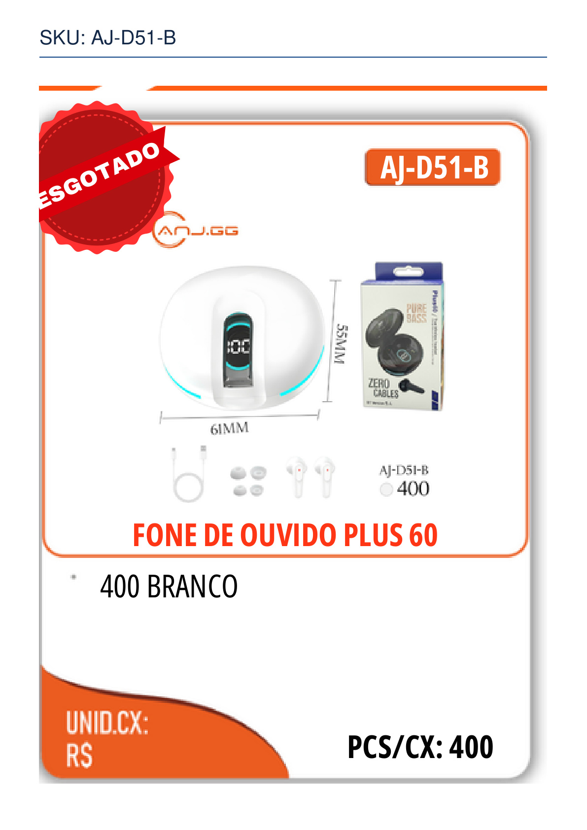 FONE DE OUVIDO PLUS 60