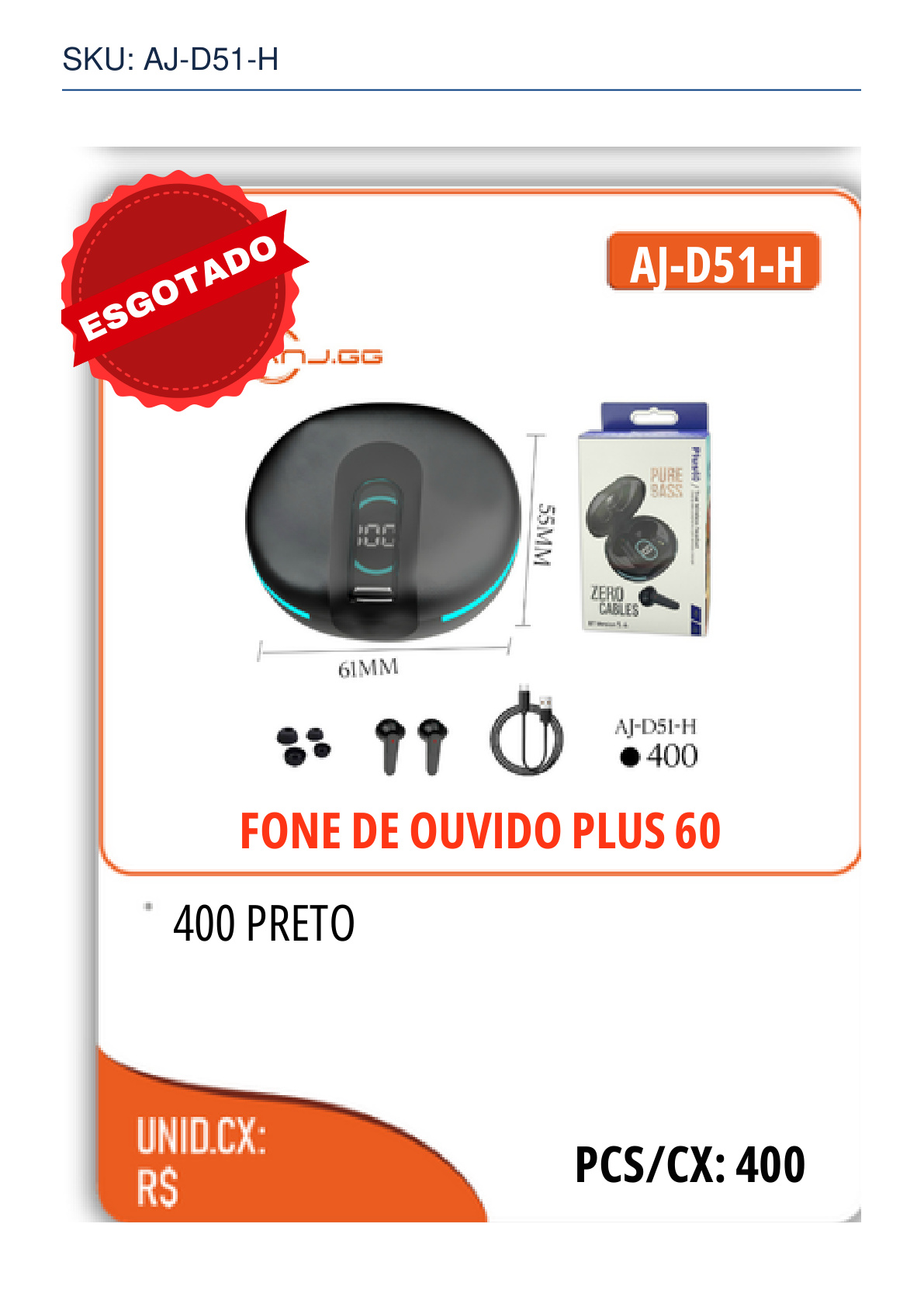 FONE DE OUVIDO PLUS 60