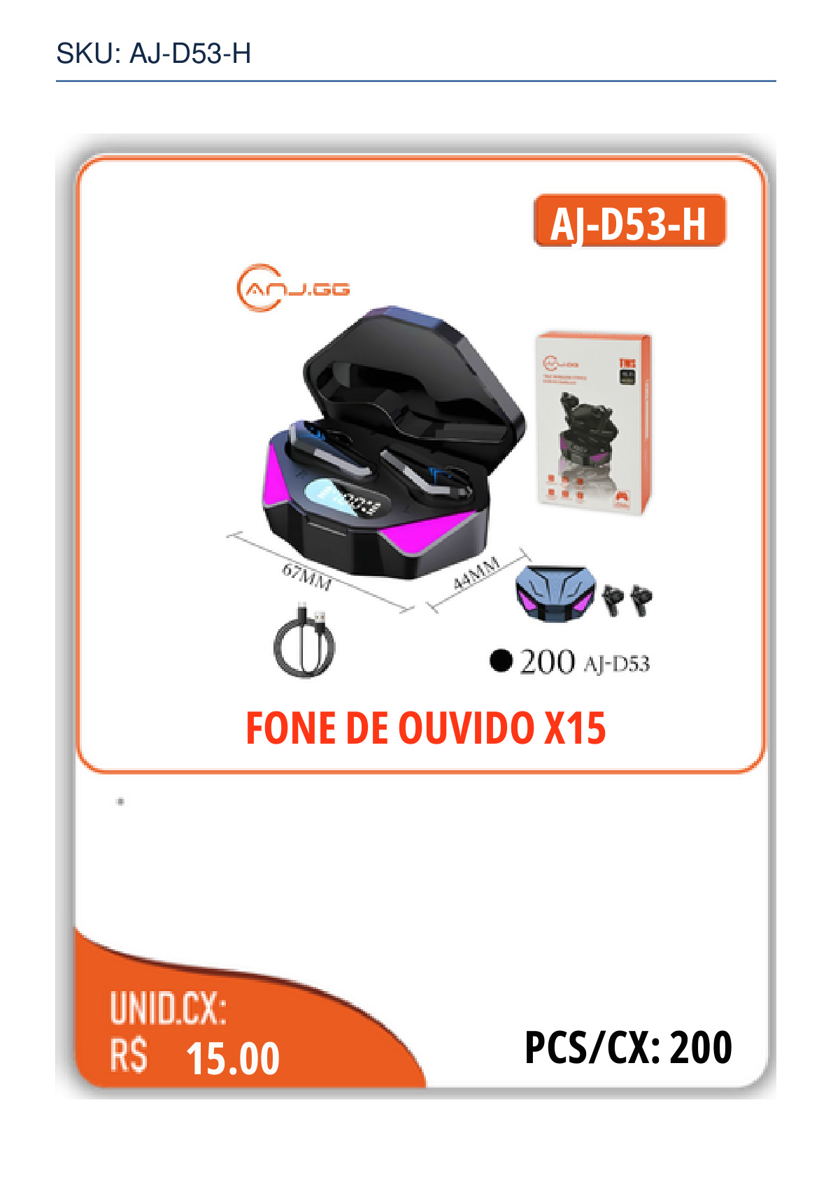 FONE DE OUVIDO X15