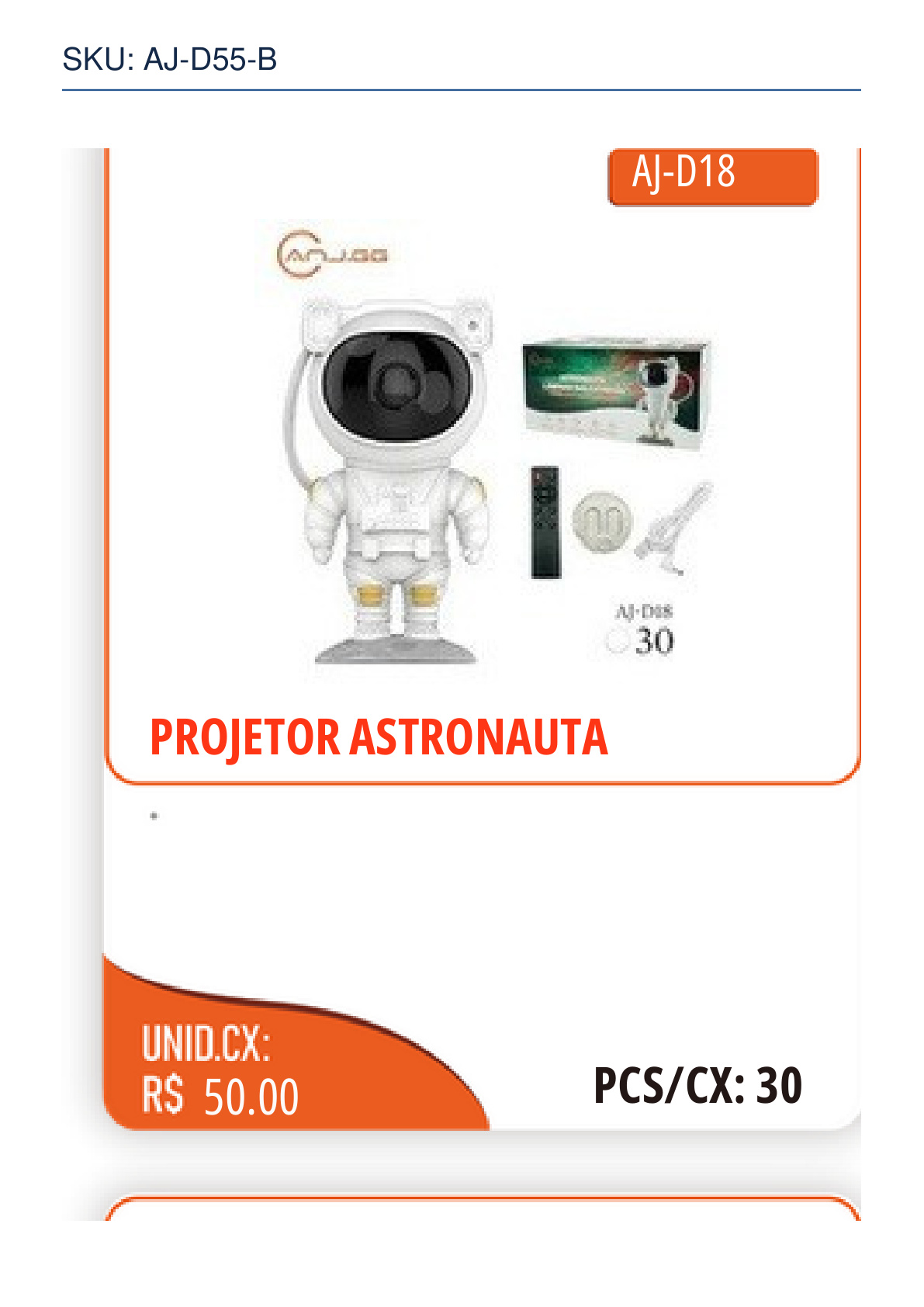 PROJETOR ASTRONAUTA