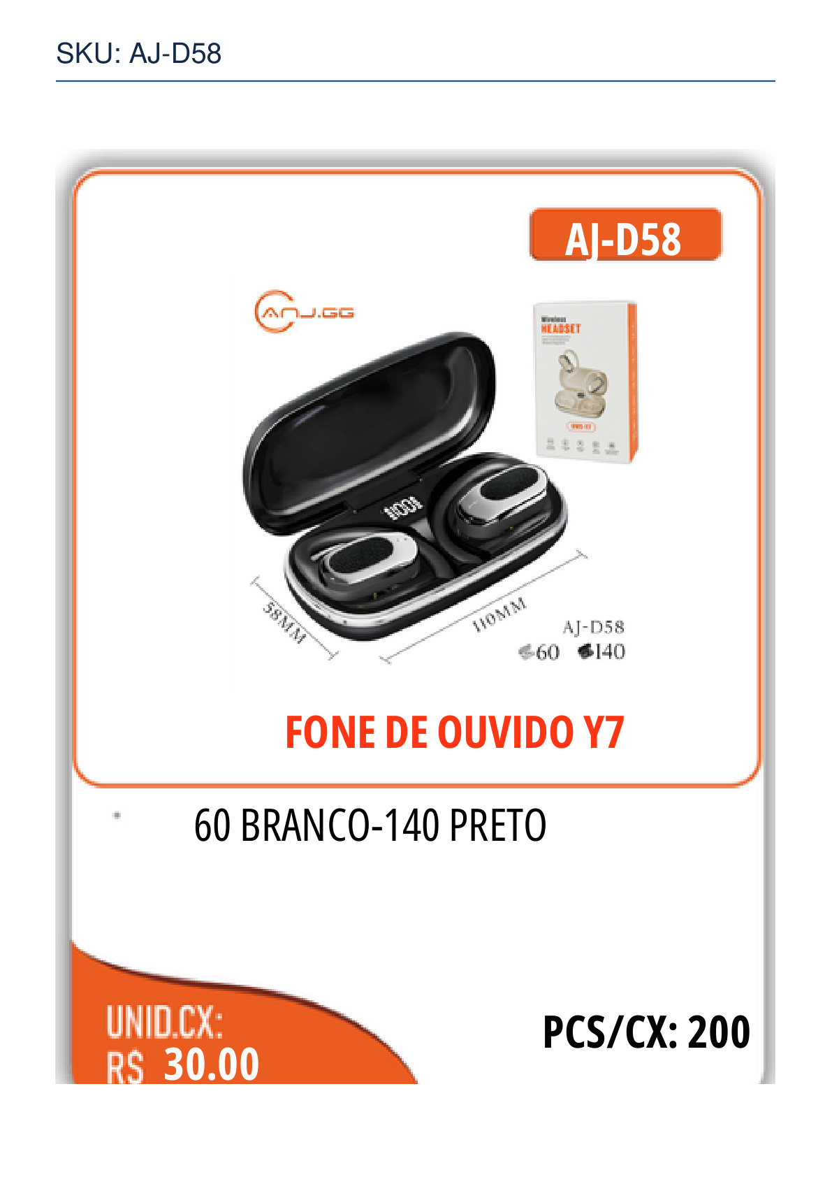 FONE DE OUVIDO Y7
