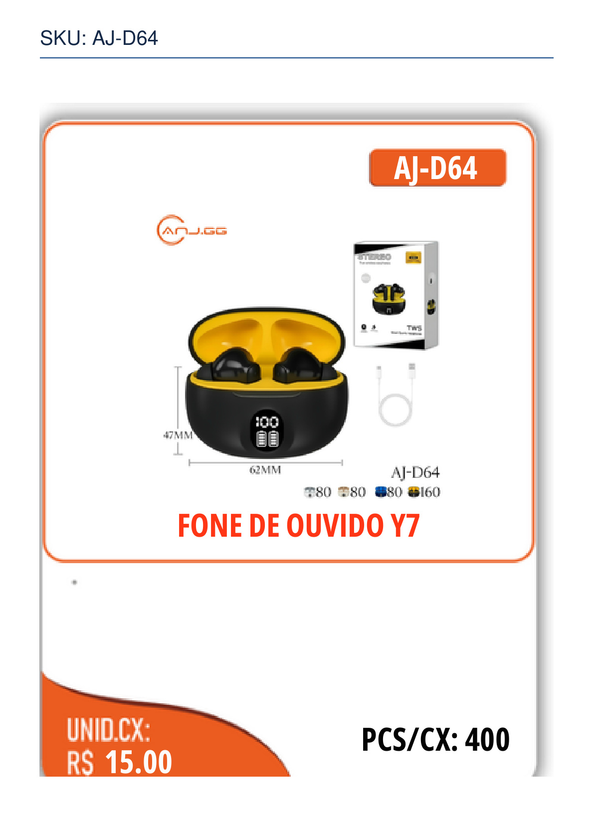 FONE DE OUVIDO Y7