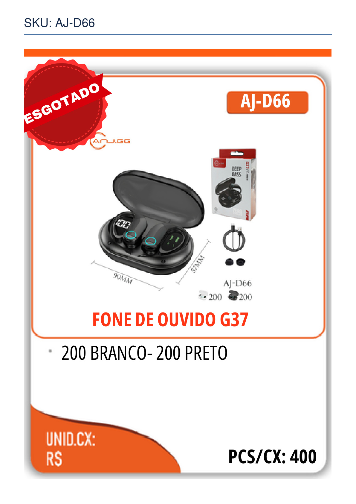 FONE DE OUVIDO G37