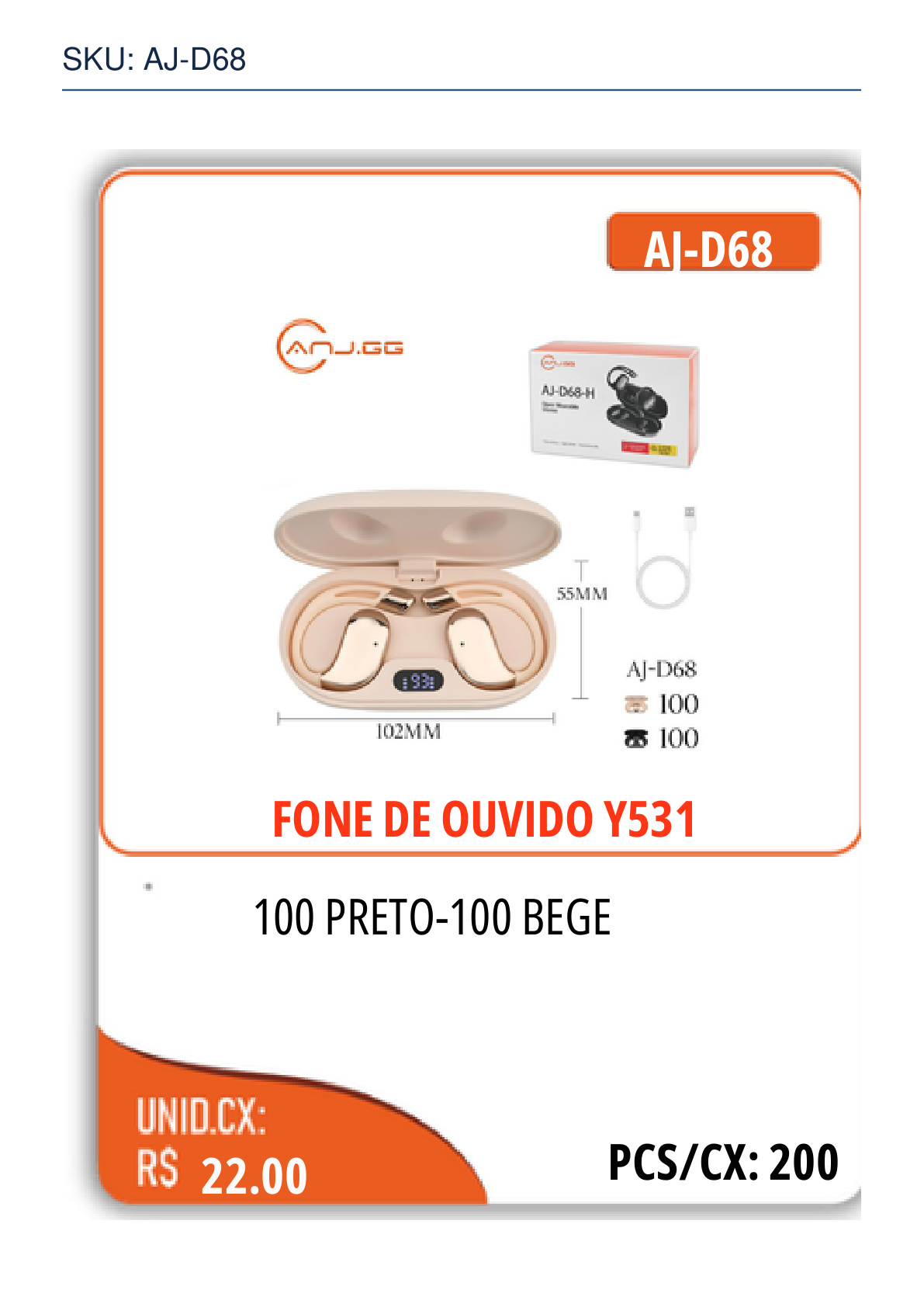 FONE DE OUVIDO Y531