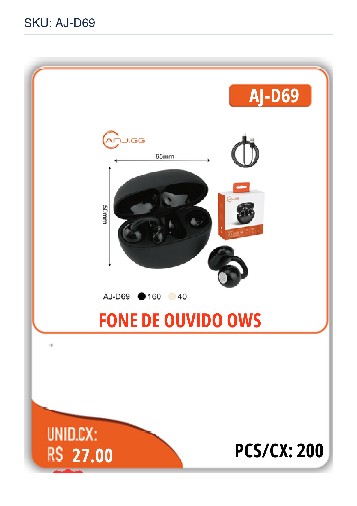 FONE DE OUVIDO OWS