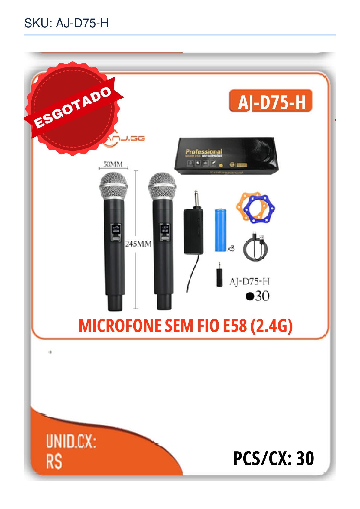 MICROFONE SEM FIO E58 (2.4G)