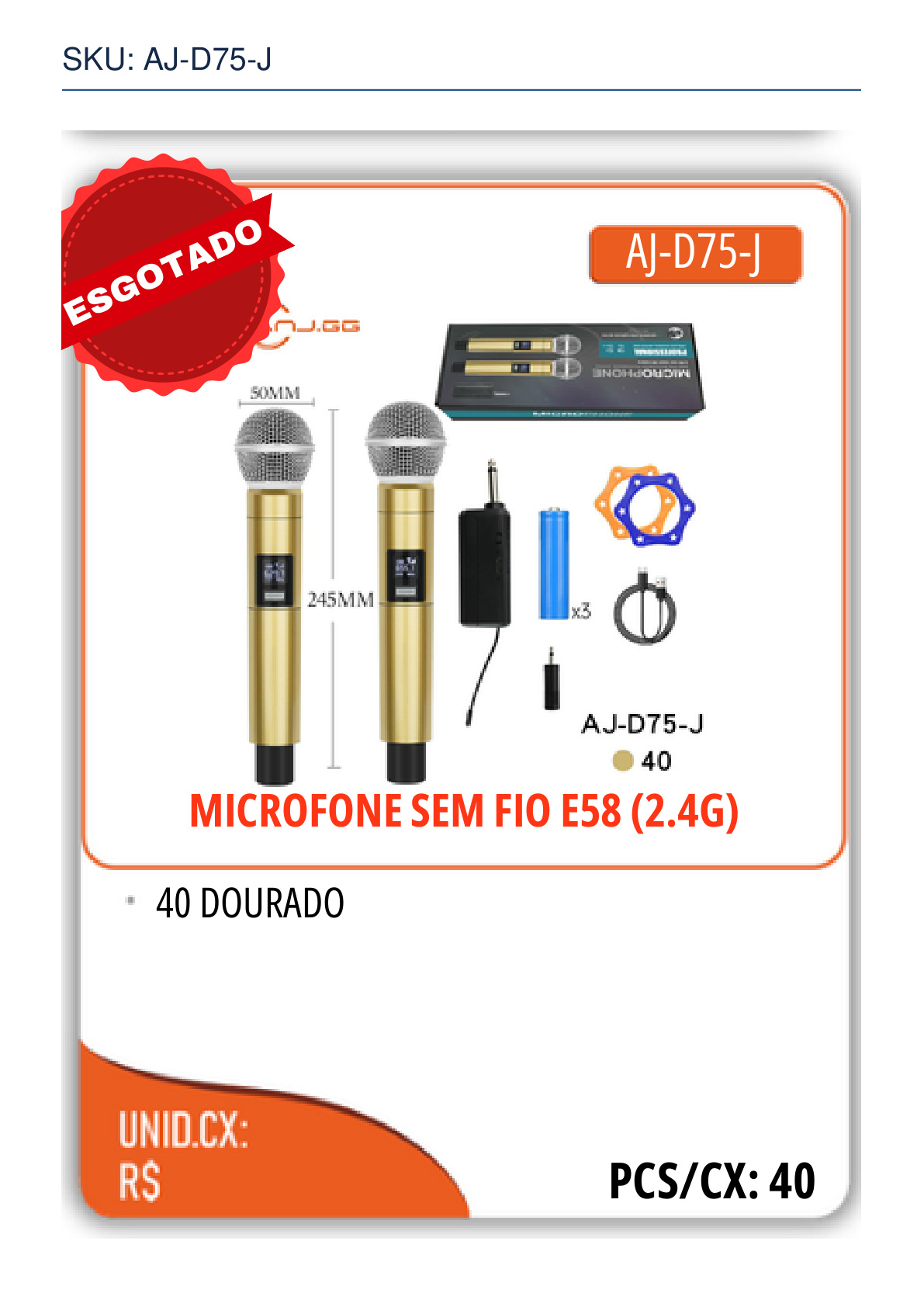 MICROFONE SEM FIO E58 (2.4G)