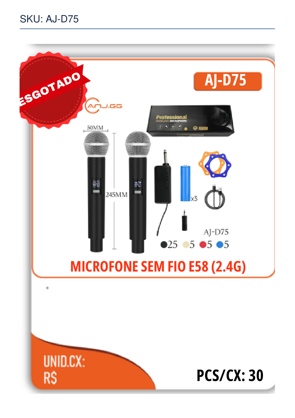 MICROFONE SEM FIO E58 (2.4G)