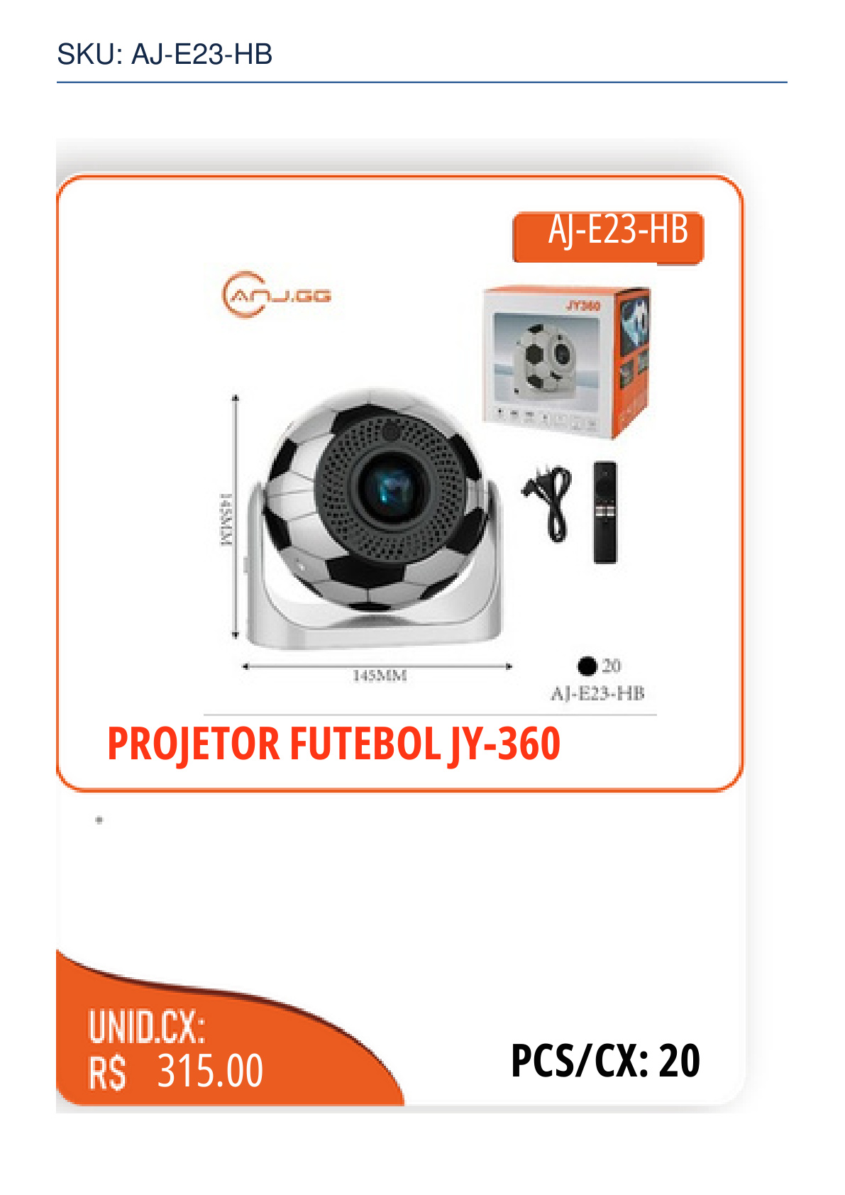 PROJETOR FUTEBOL JY-360