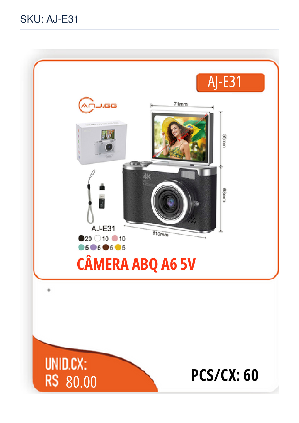 CÂMERA ABQ A6 5V