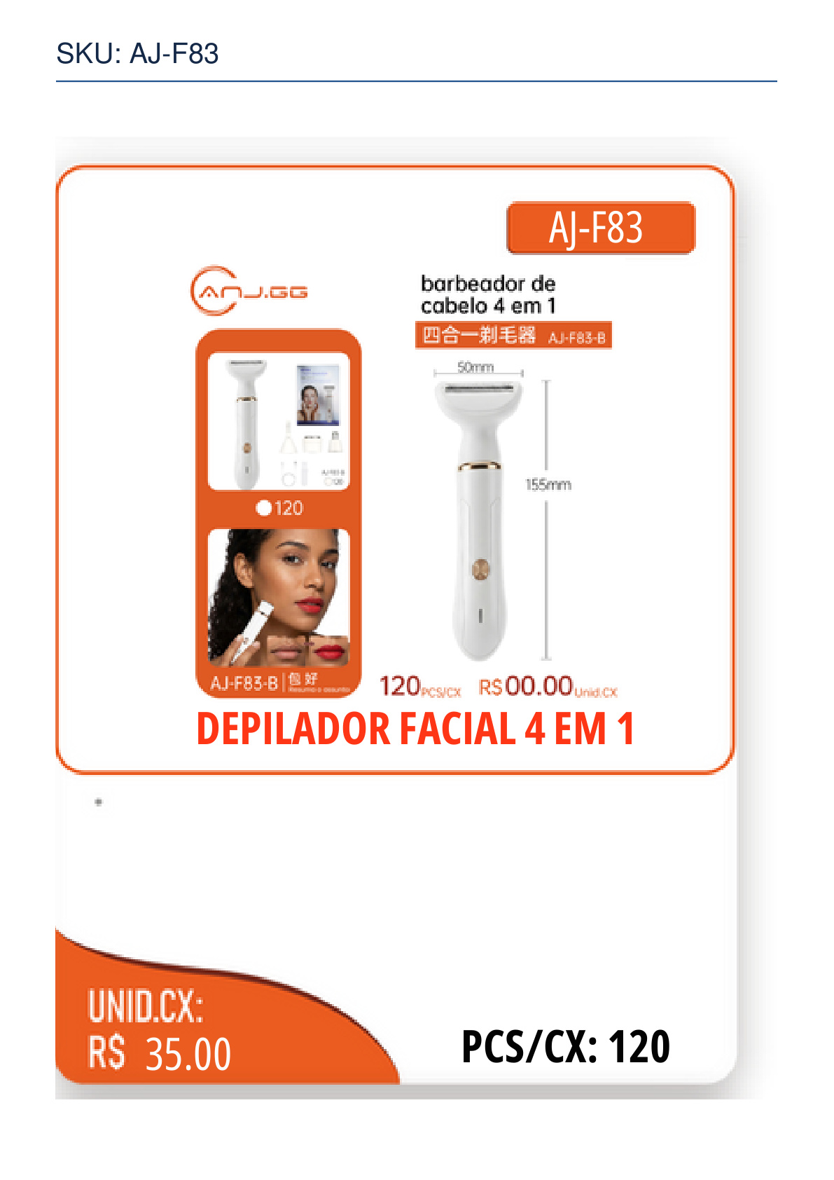 DEPILADOR FACIAL 4 EM 1