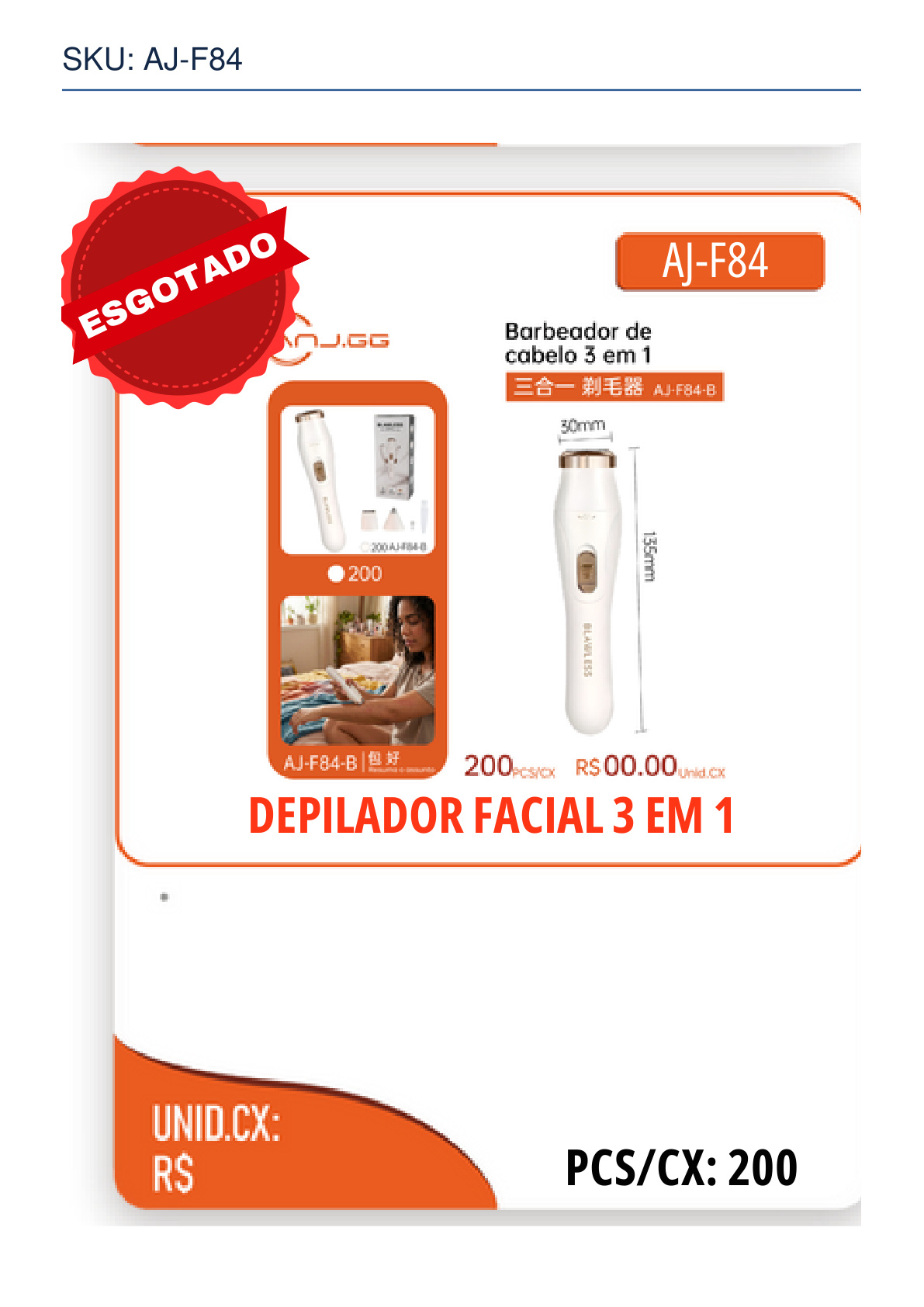 DEPILADOR FACIAL 3 EM 1