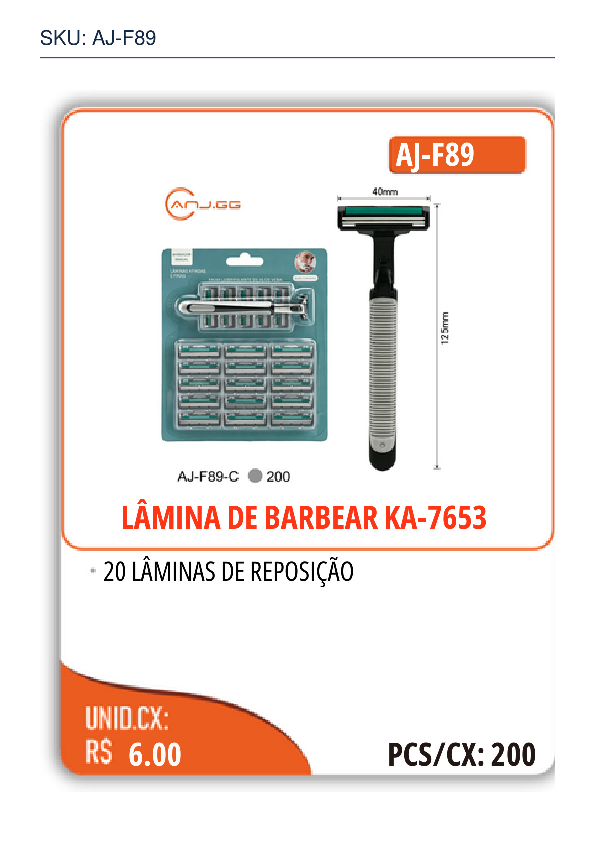 LÂMINA DE BARBEAR KA-7653