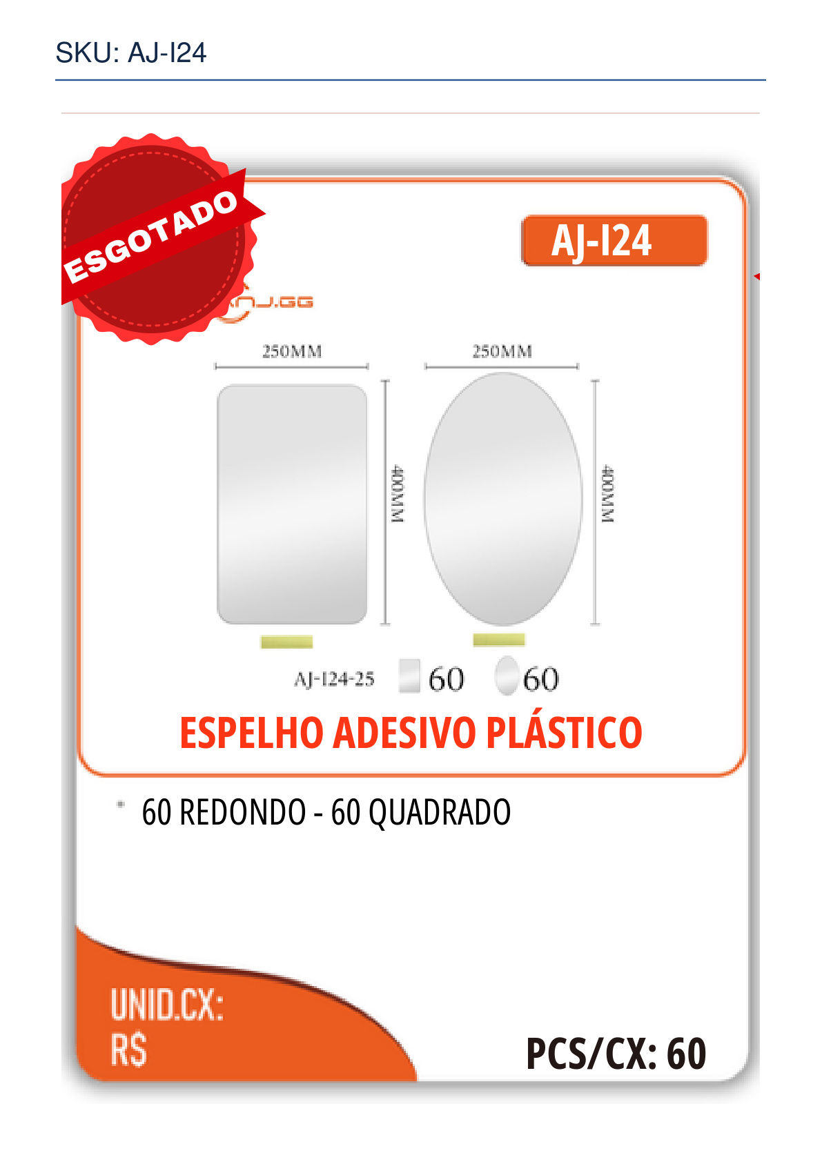ESPELHO ADESIVO PLÁSTICO