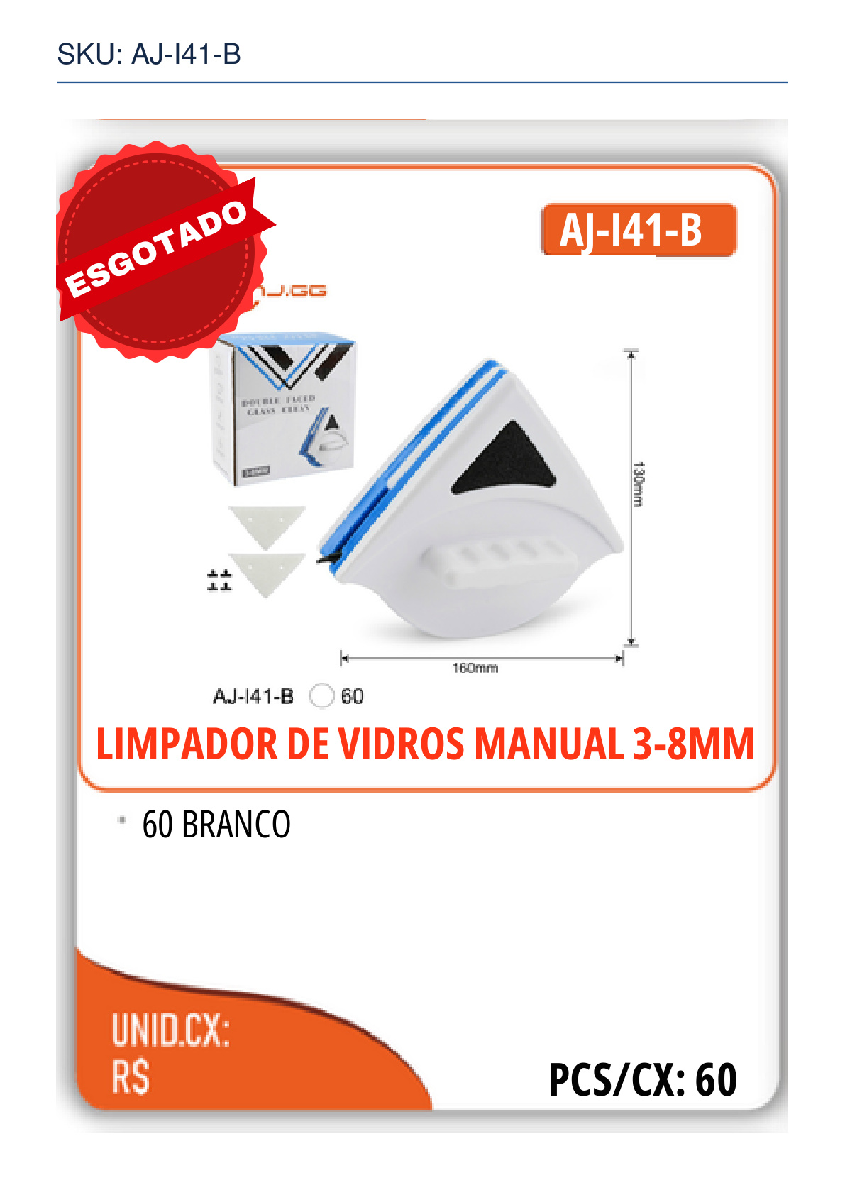 LIMPADOR DE VIDROS MANUAL 3-8MM