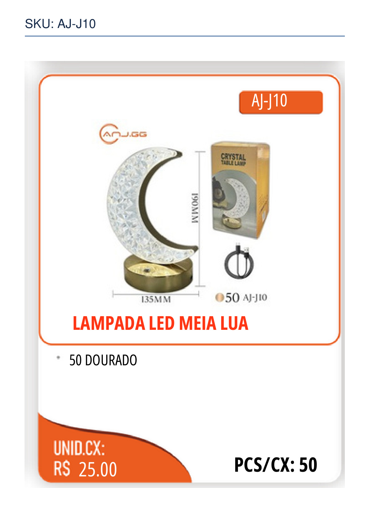 LAMPADA LED MEIA LUA