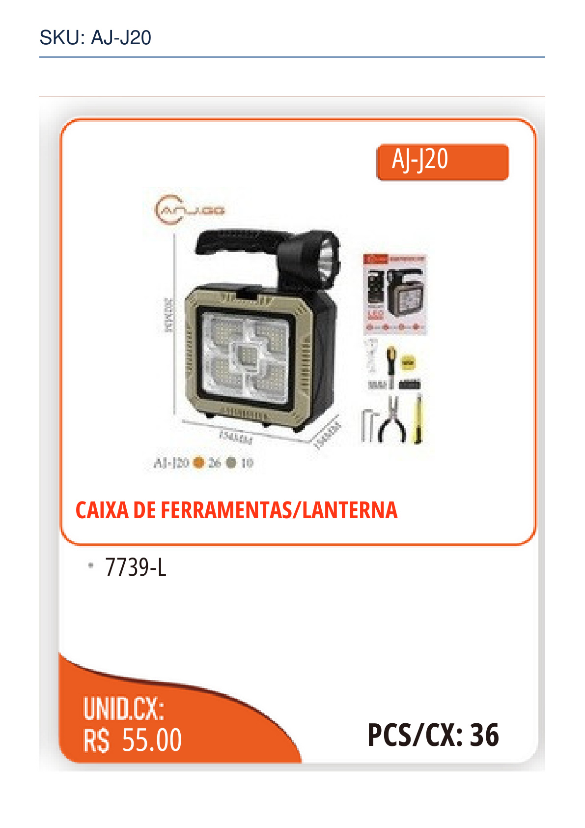 CAIXA DE FERRAMENTAS/LANTERNA