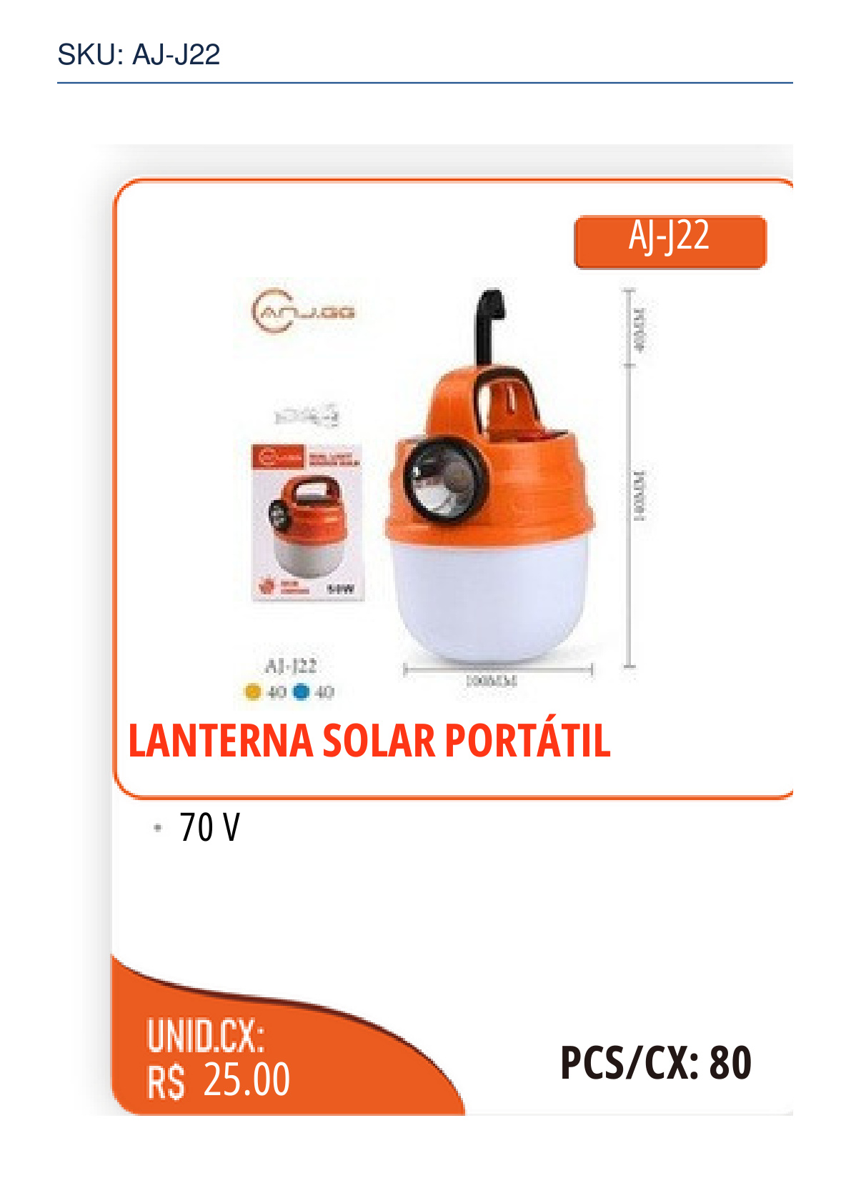 LANTERNA SOLAR PORTÁTIL