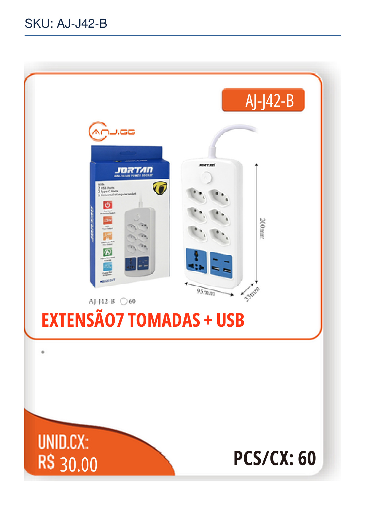 EXTENSÃO7 TOMADAS + USB