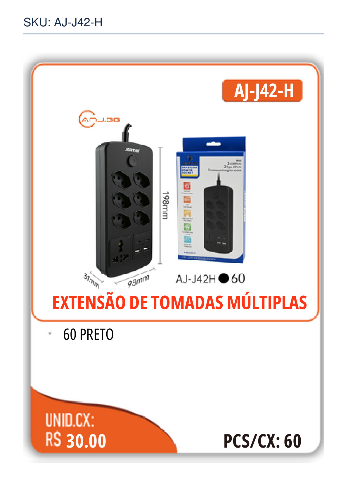 EXTENSÃO DE TOMADAS MÚLTIPLAS
