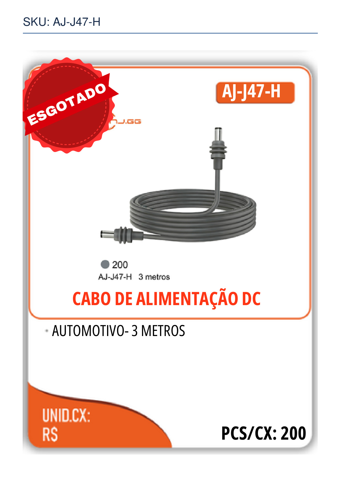 CABO DE ALIMENTAÇÃO DC