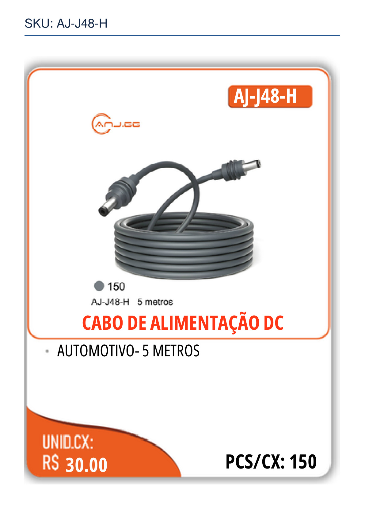 CABO DE ALIMENTAÇÃO DC