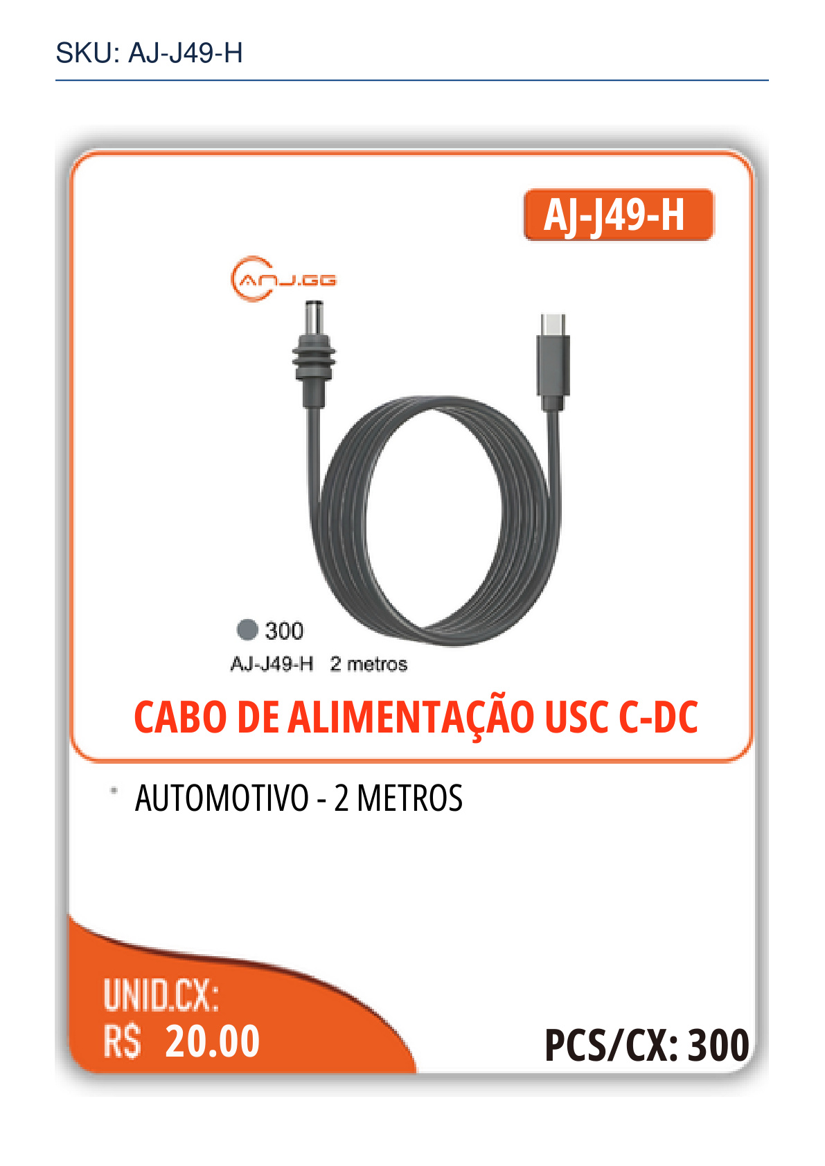 CABO DE ALIMENTAÇÃO USC C-DC