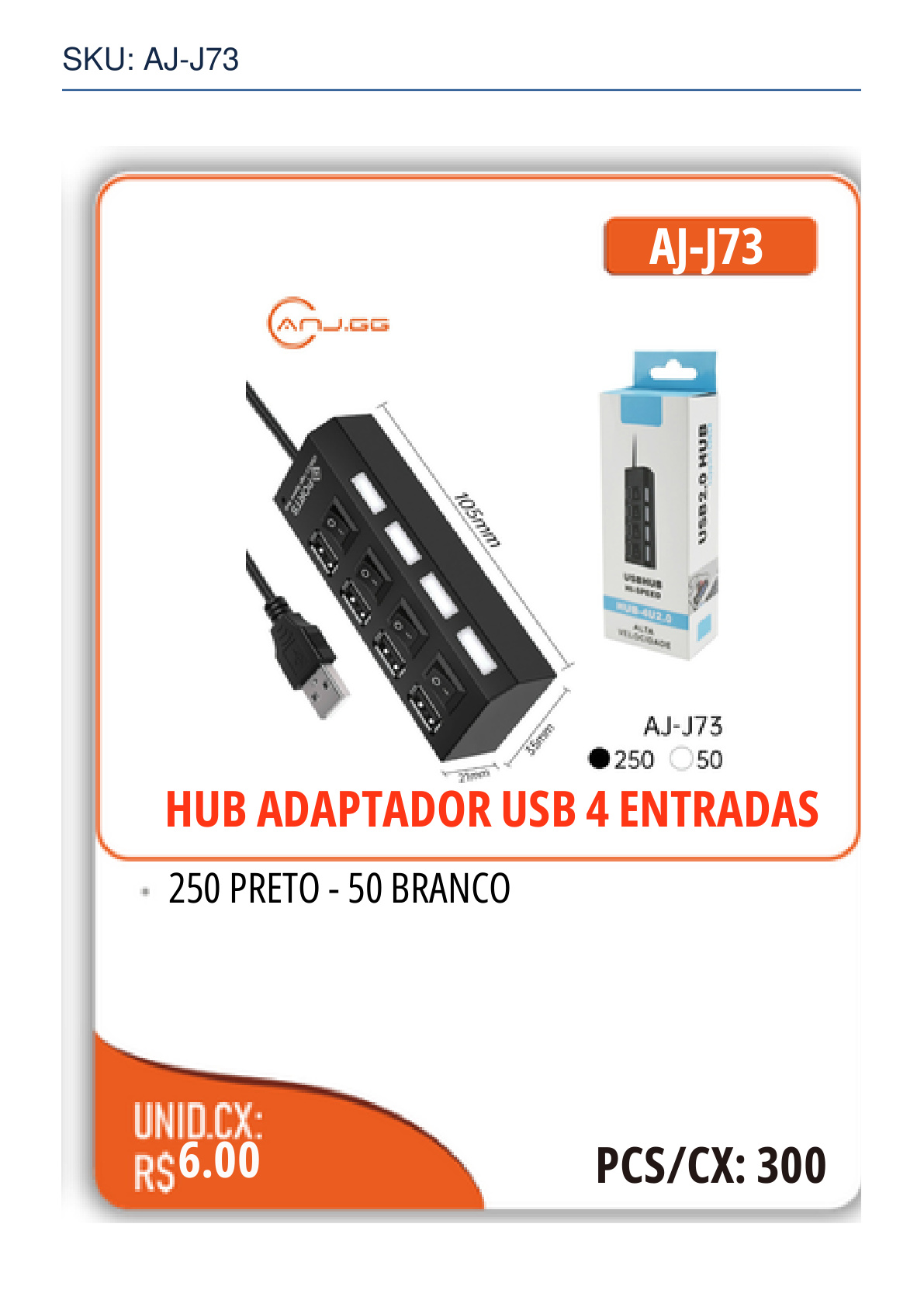 HUB ADAPTADOR USB 4 ENTRADAS