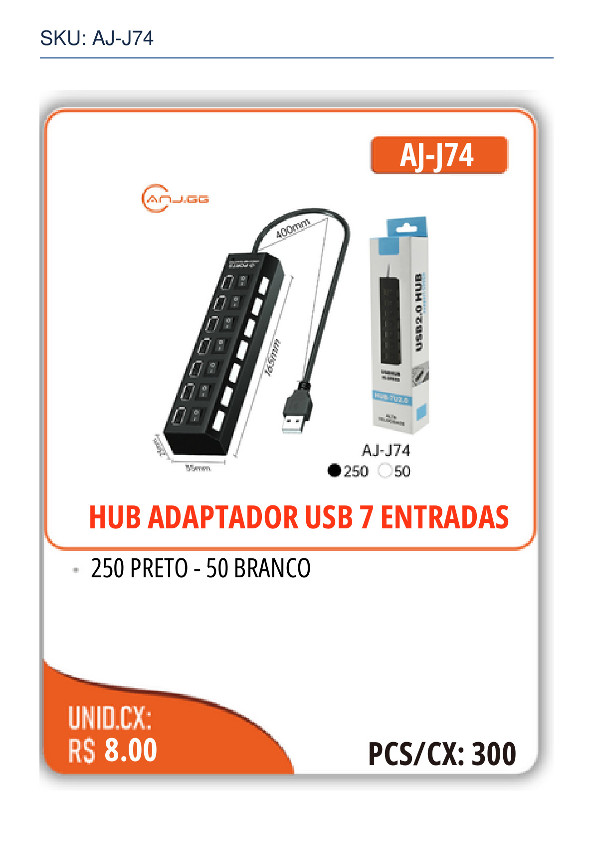 HUB ADAPTADOR USB 7 ENTRADAS