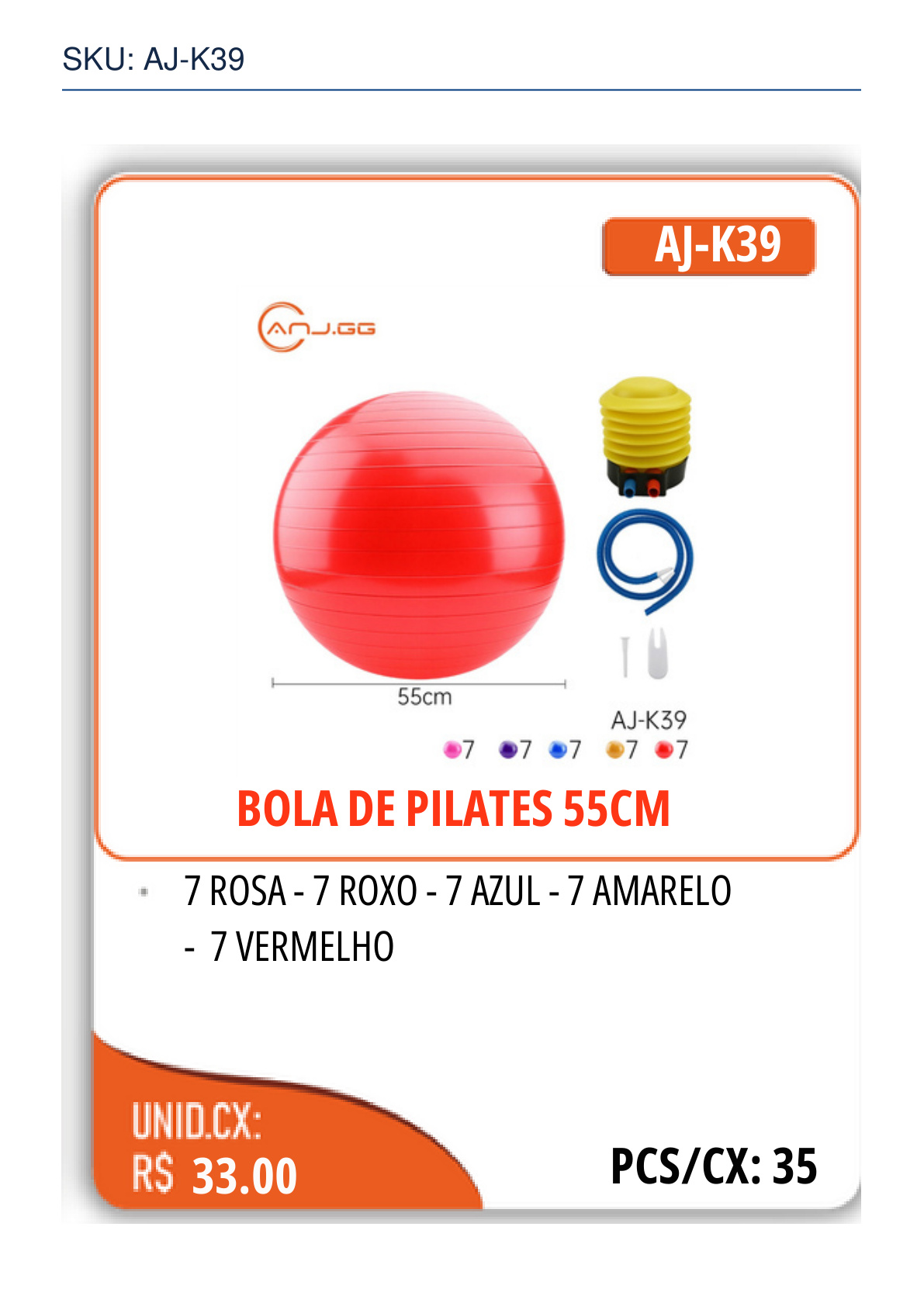 BOLA DE PILATES 55CM