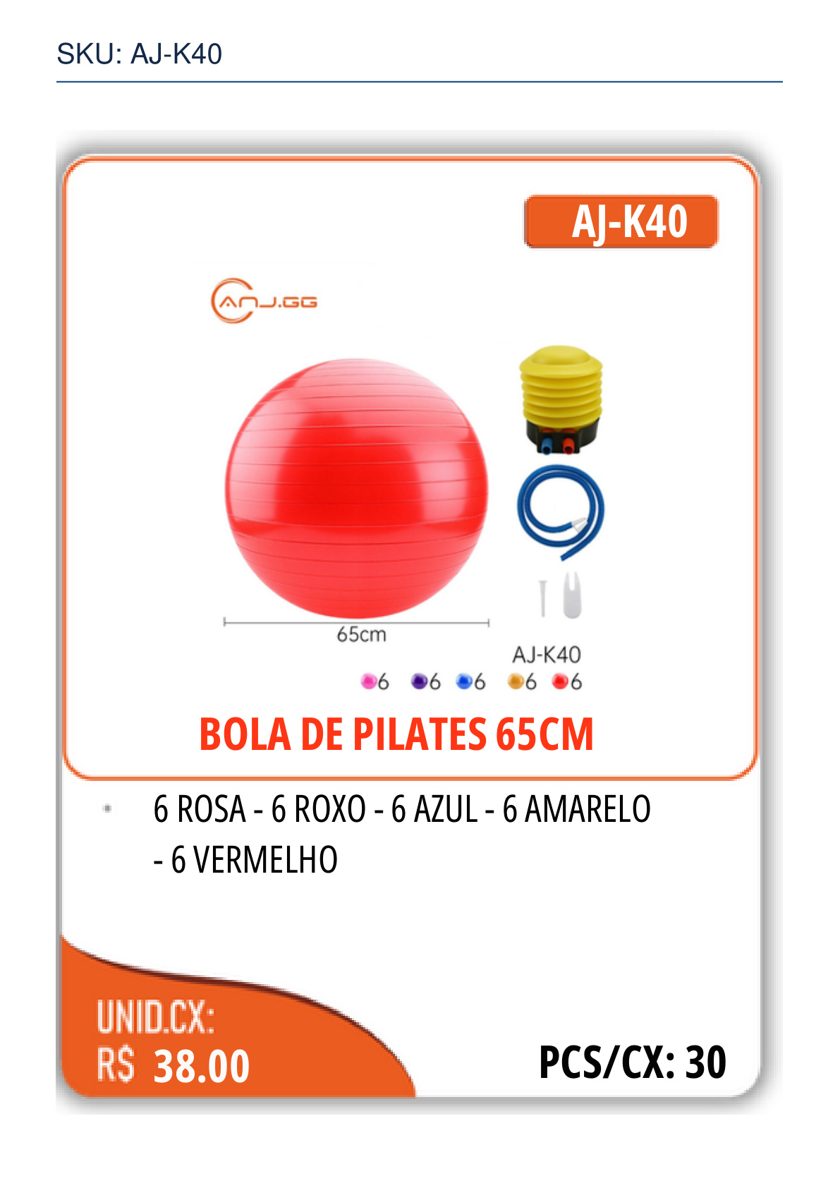 BOLA DE PILATES 65CM